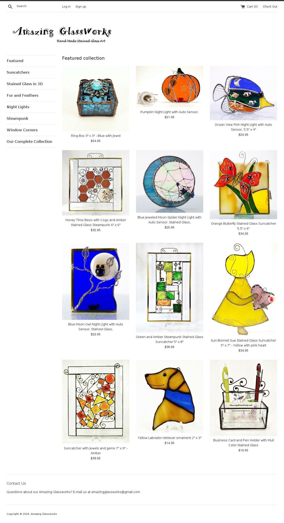 amazingglassworks.com — Shopify storefront screenshot