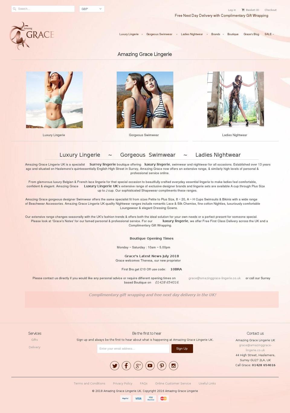 amazinggrace-lingerie.co.uk shopify website screenshot