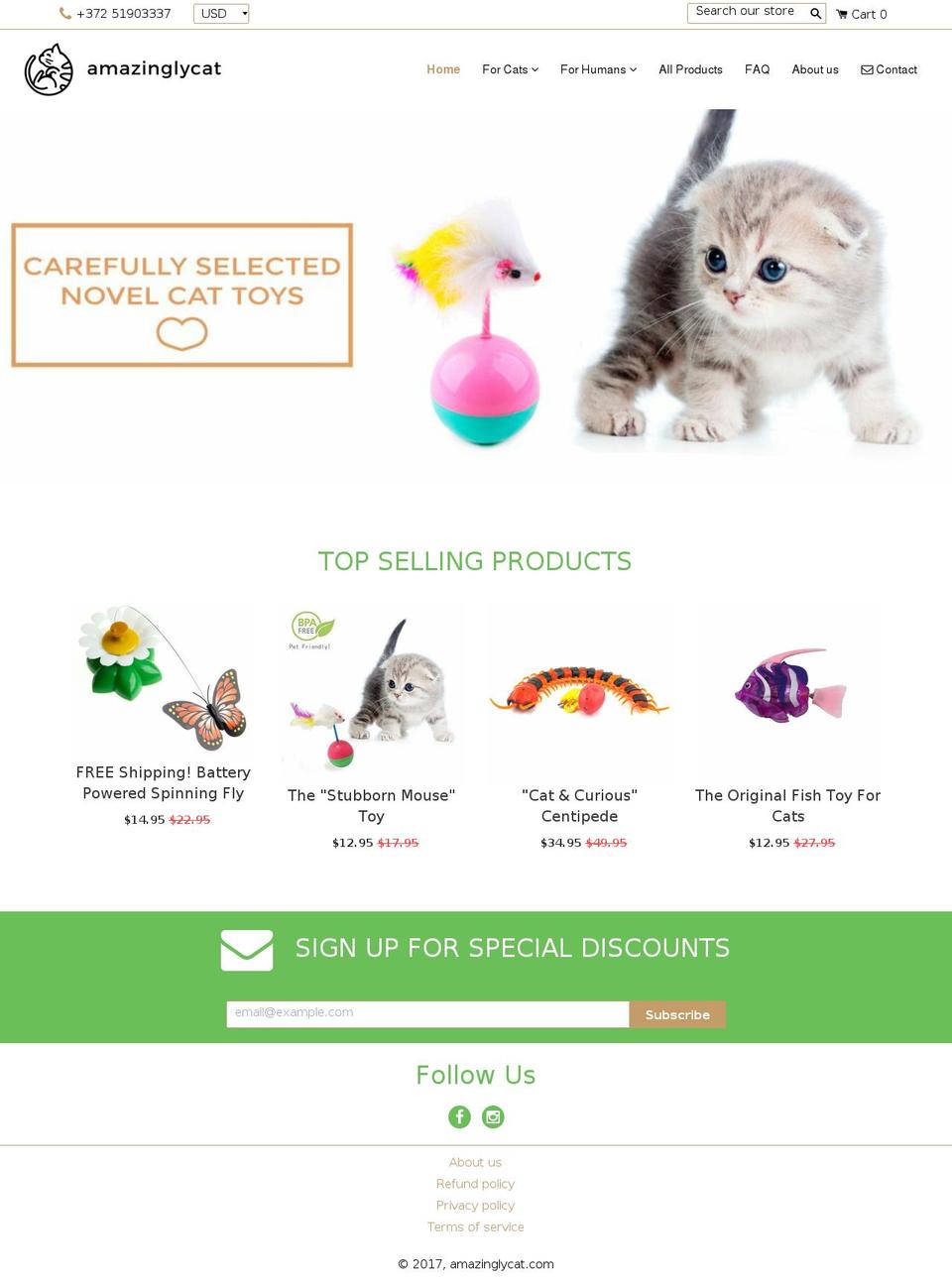 amazinglycat.com shopify website screenshot