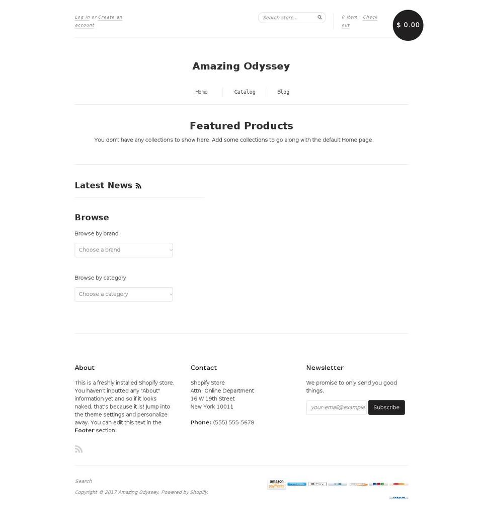 amazingodyssey.com shopify website screenshot