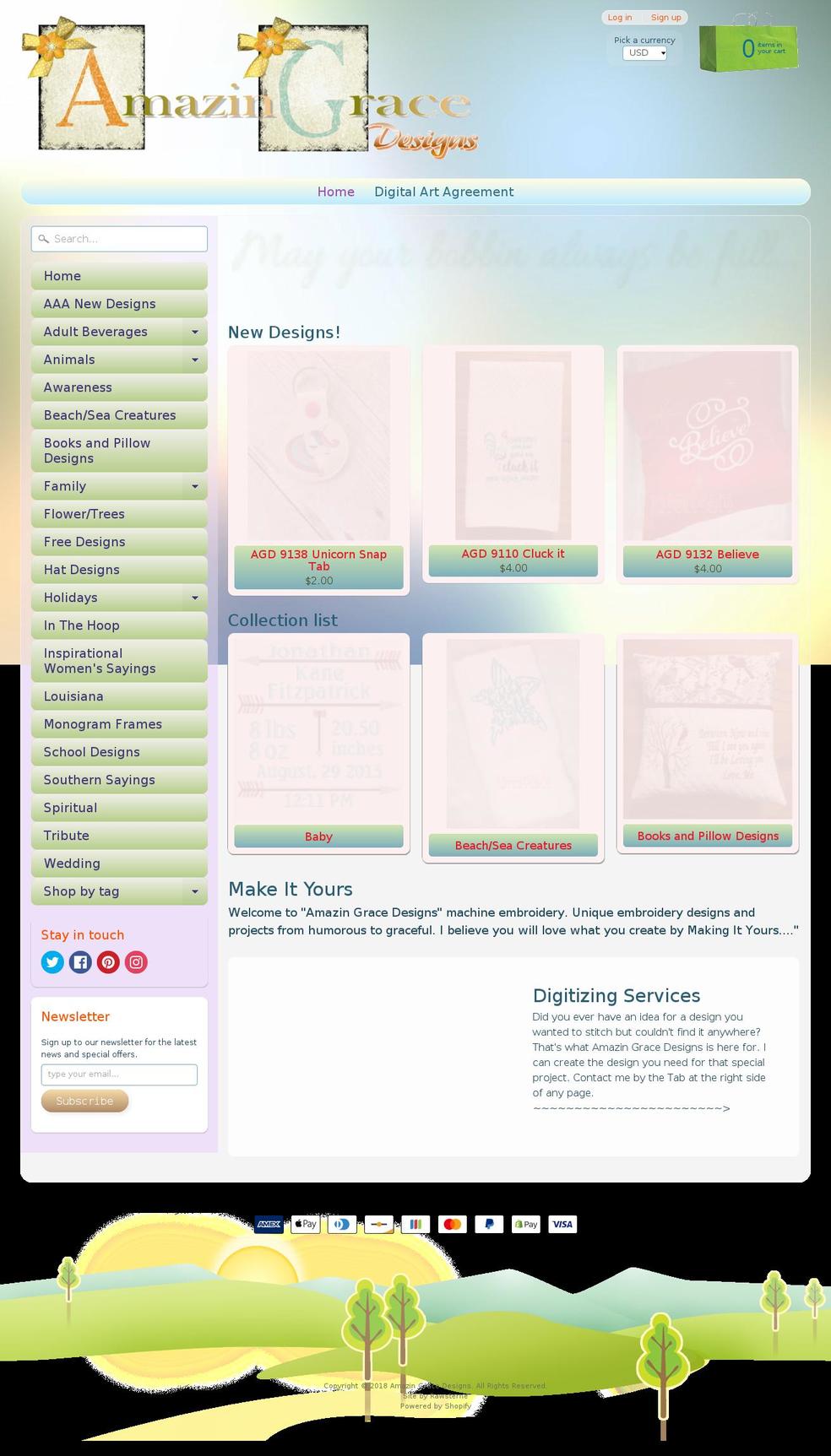 amazingracedesigns.com shopify website screenshot