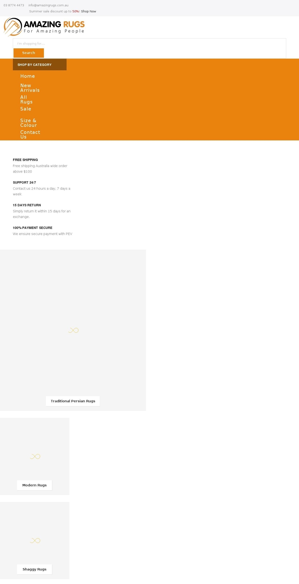 amazingrugs.com.au shopify website screenshot