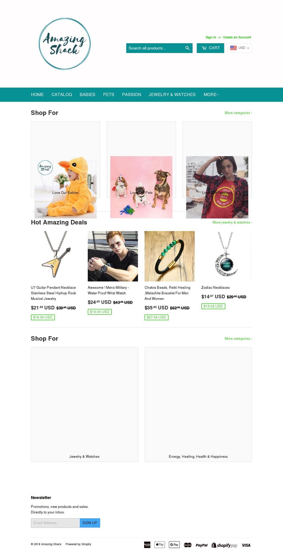 amazingshack.com shopify website screenshot