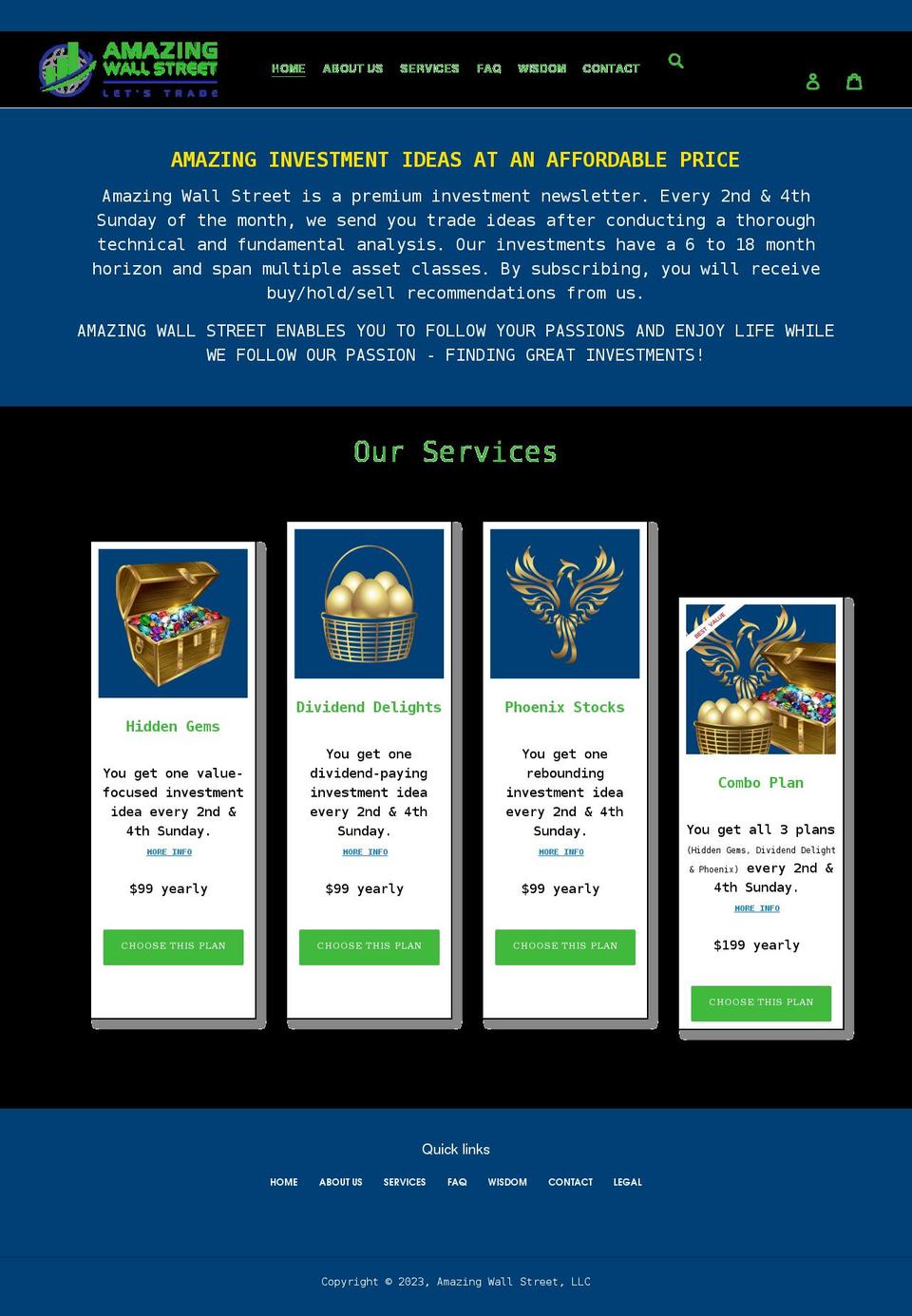 amazingwallstreet.com shopify website screenshot
