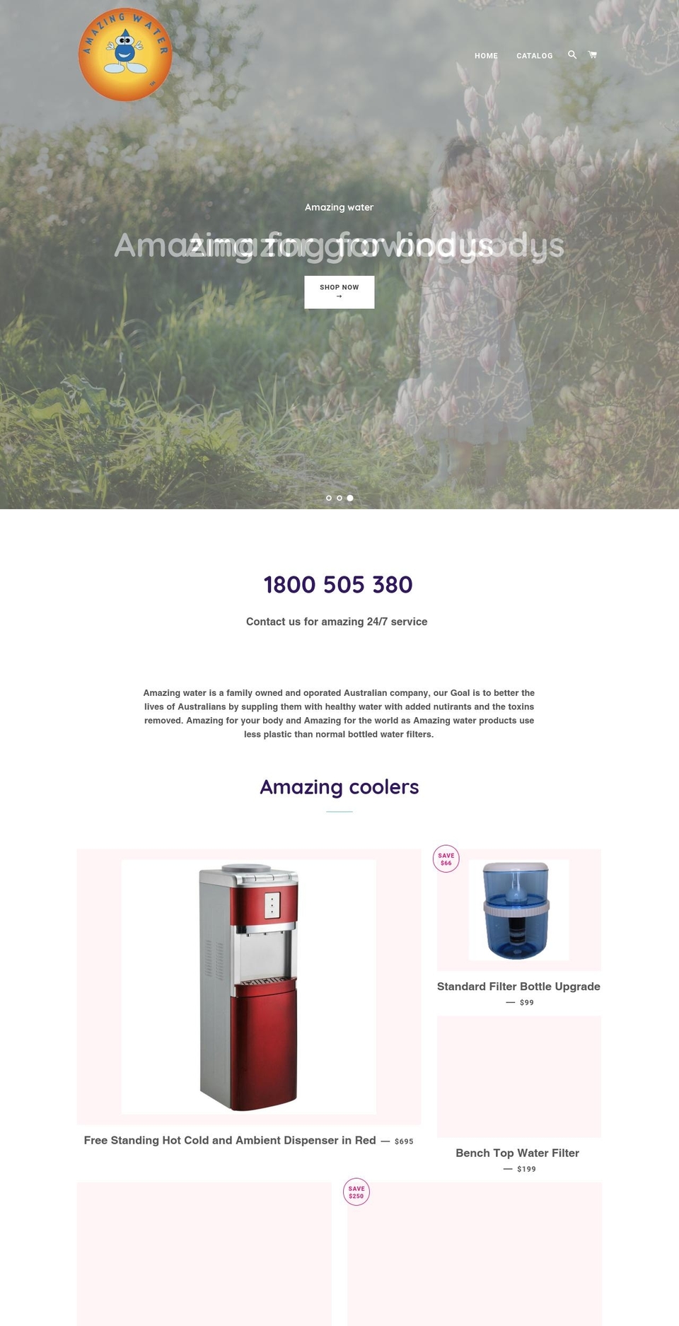 amazingwater.com.au shopify website screenshot