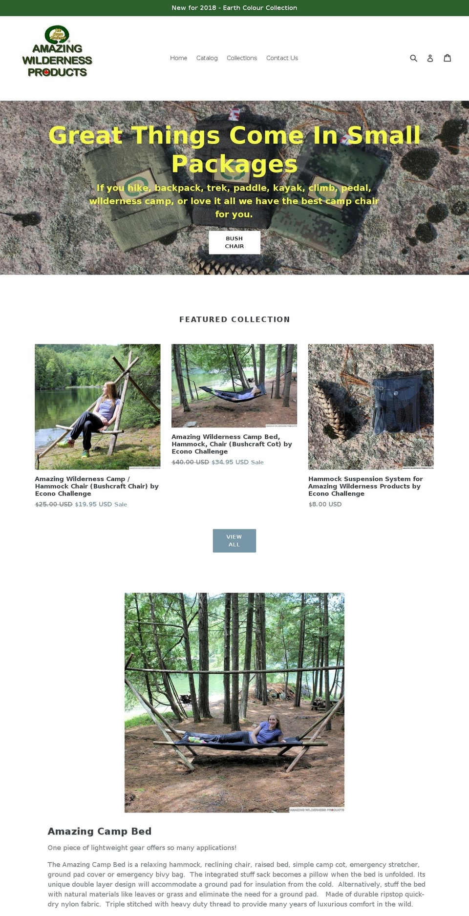 amazingwildernessproducts.com shopify website screenshot