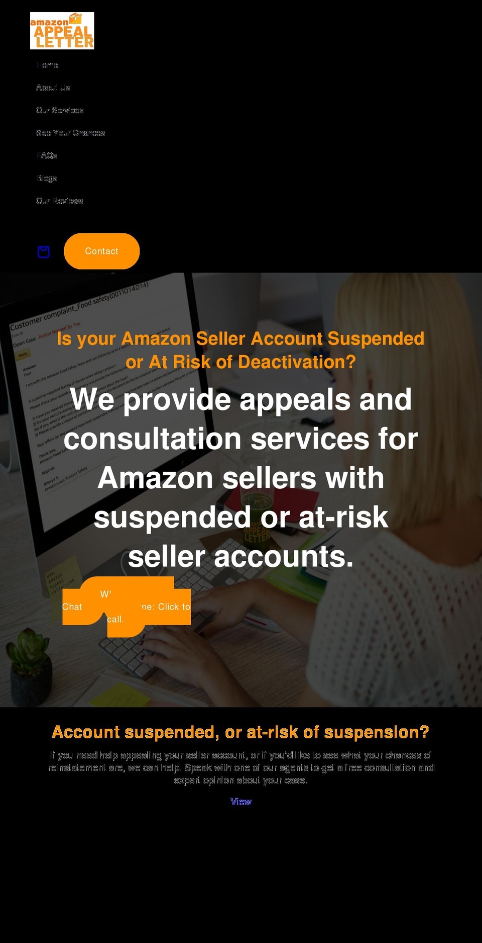 amazonappealletter.com shopify website screenshot