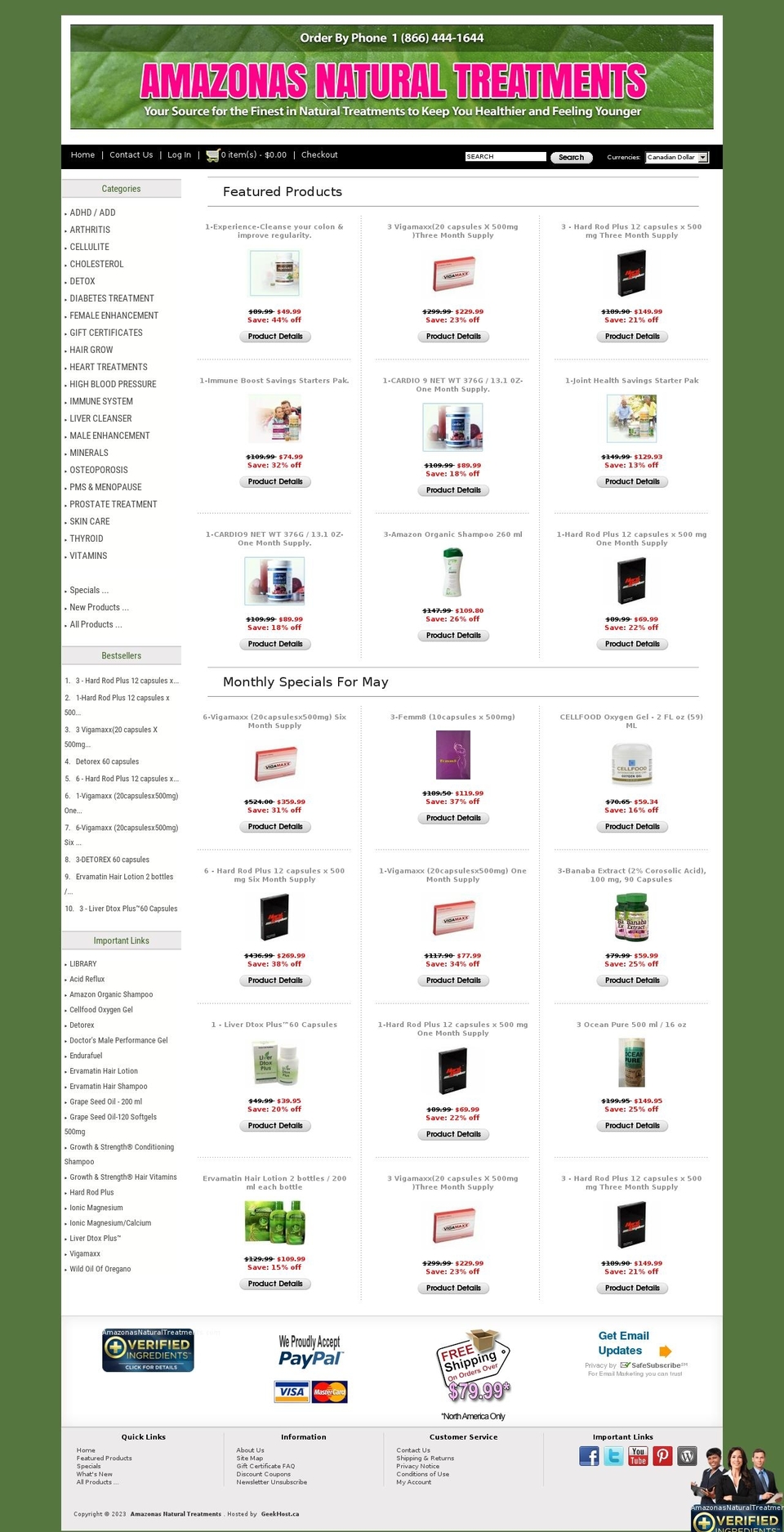 amazonasnaturaltreatments.com shopify website screenshot