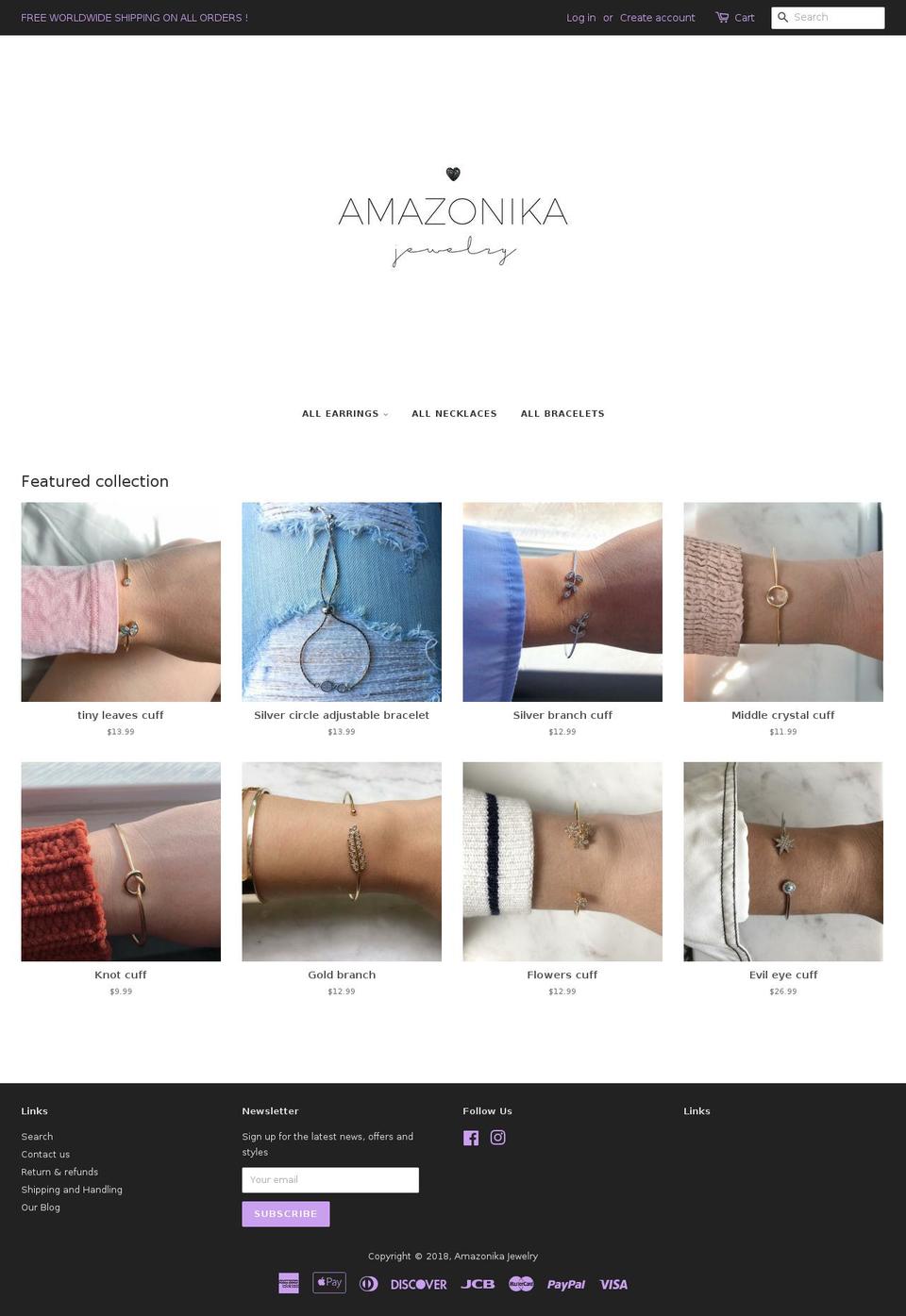 amazonikajewelry.com — Shopify storefront screenshot