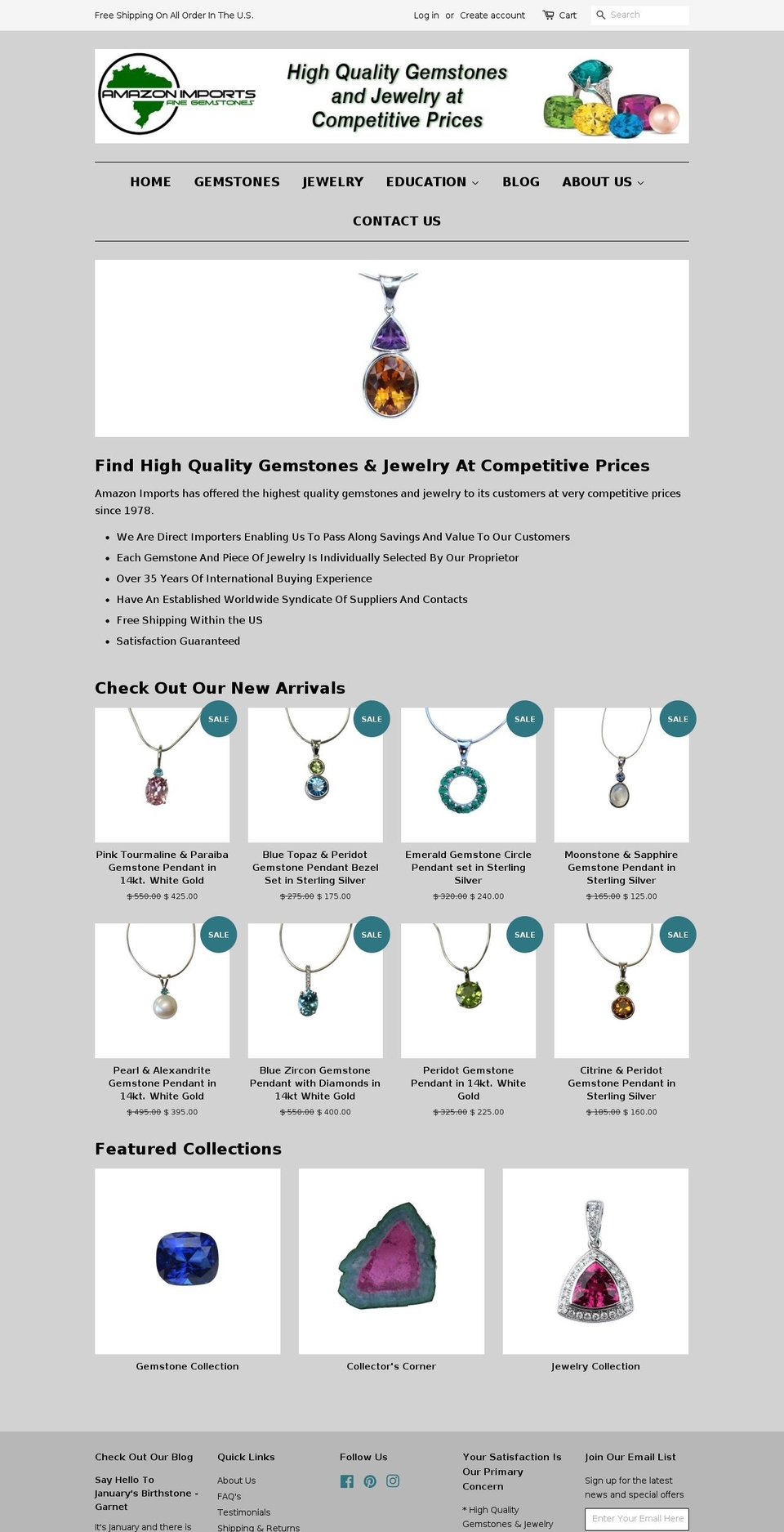 amazonimportsgems.com shopify website screenshot