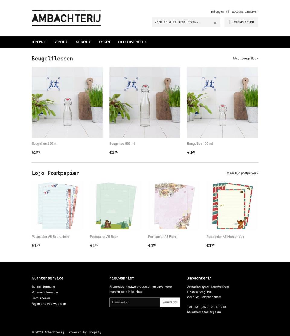 ambachterij.com shopify website screenshot