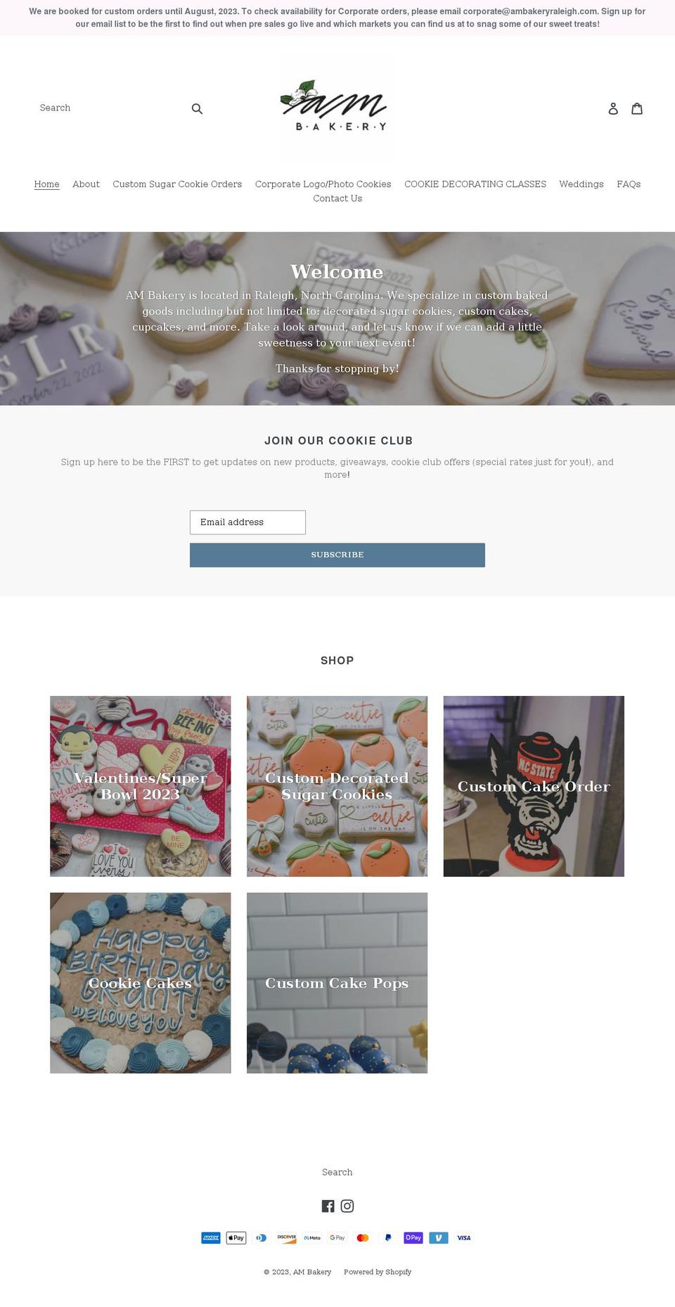 ambakeryraleigh.com shopify website screenshot