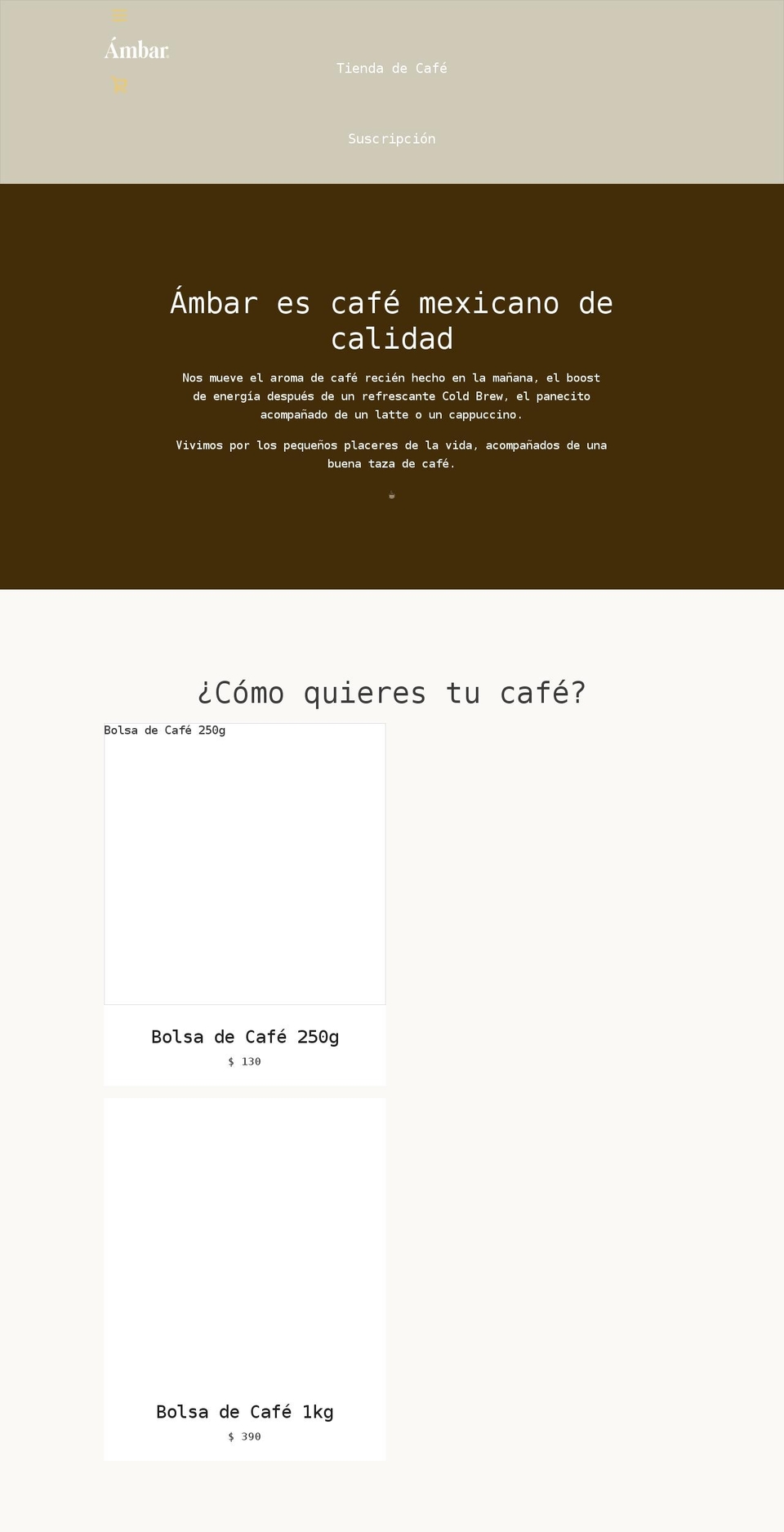 ambarcoffee.com shopify website screenshot