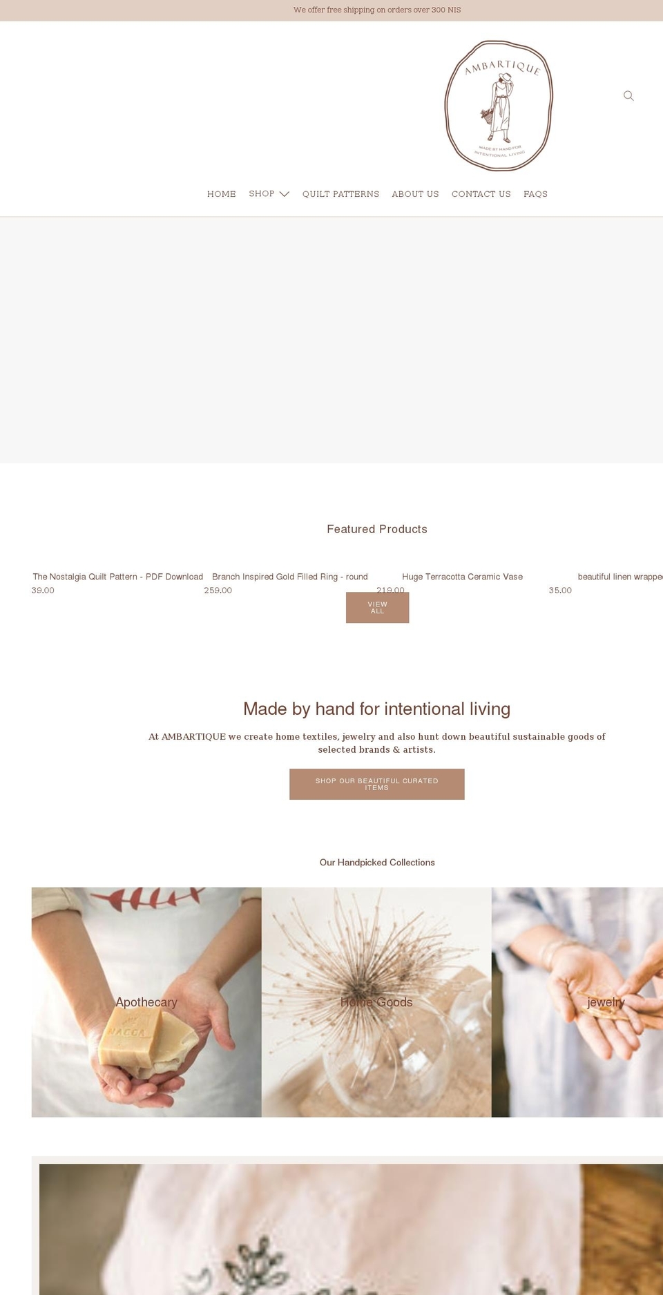 ambartique.com shopify website screenshot