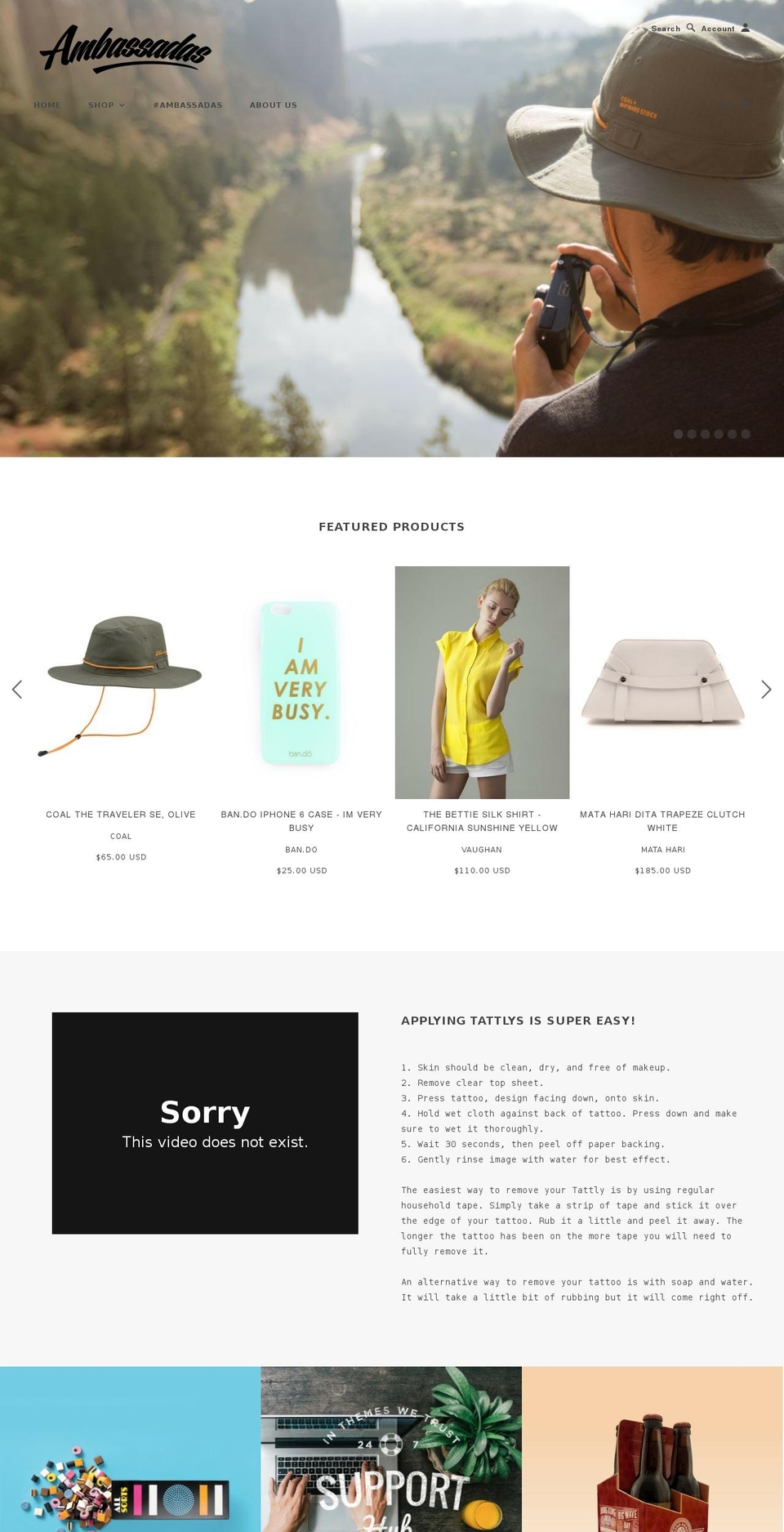 ambassadas.com shopify website screenshot