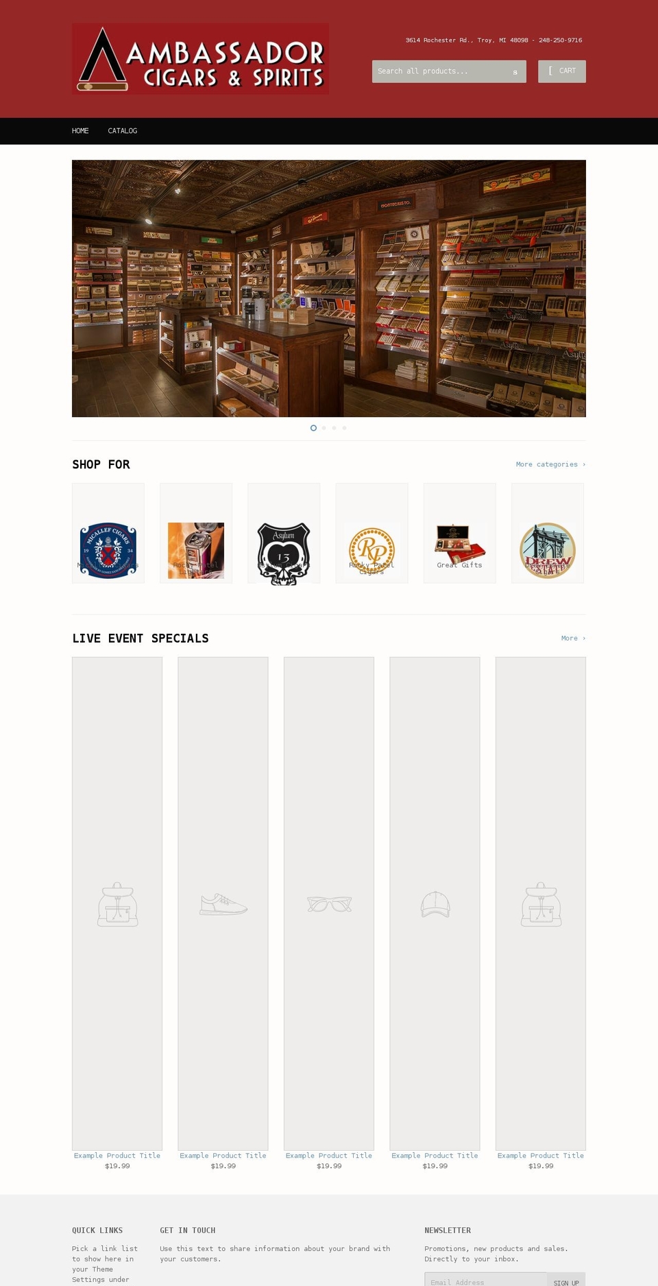ambassadorcigar.com shopify website screenshot