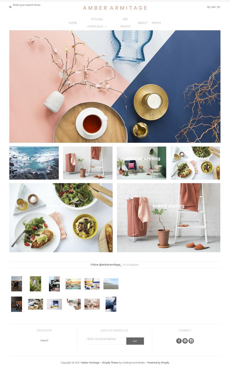 amberarmitage.com shopify website screenshot