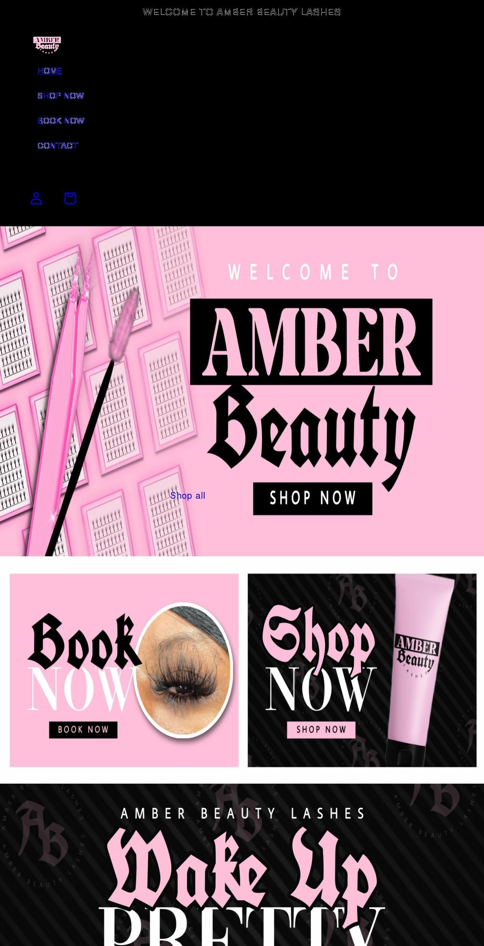 amberbeautylashes.com shopify website screenshot