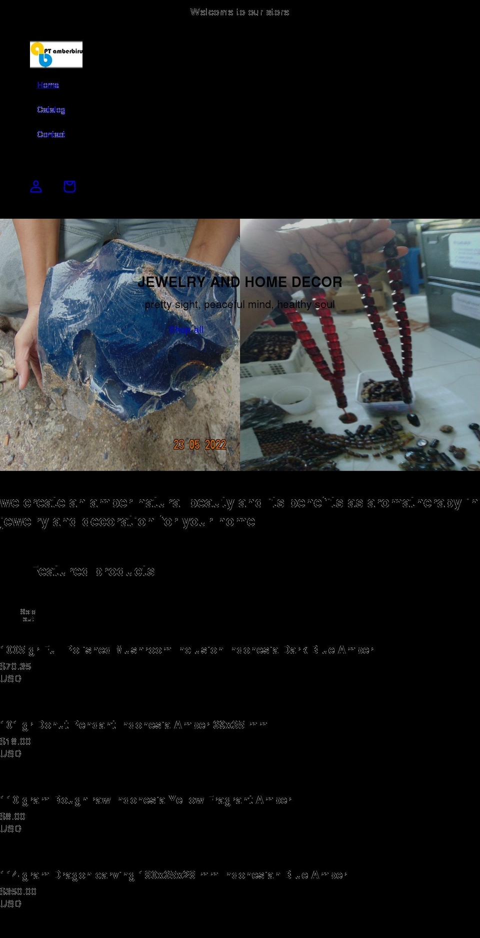 amberbiru.com shopify website screenshot