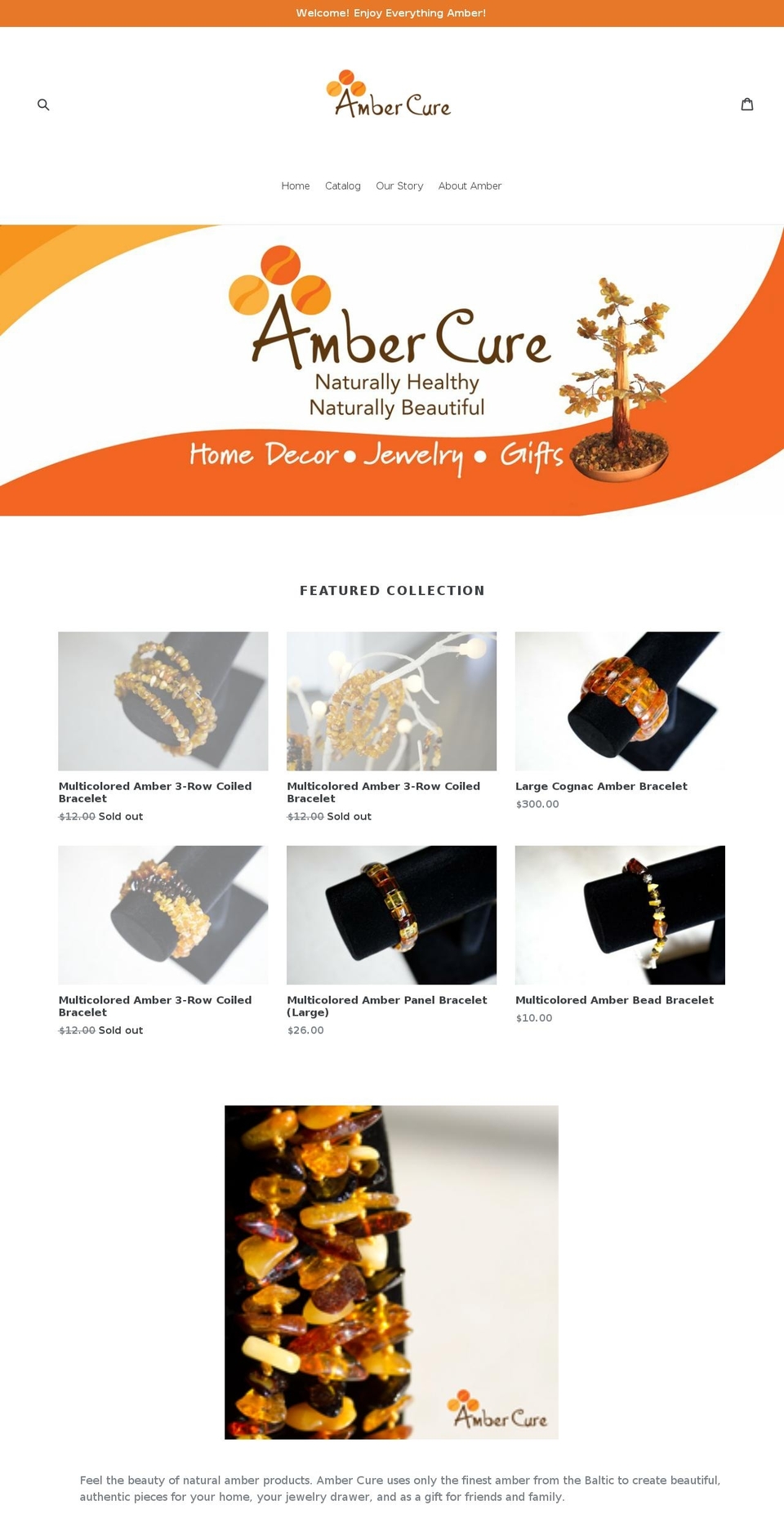 ambercure.com — Shopify storefront screenshot