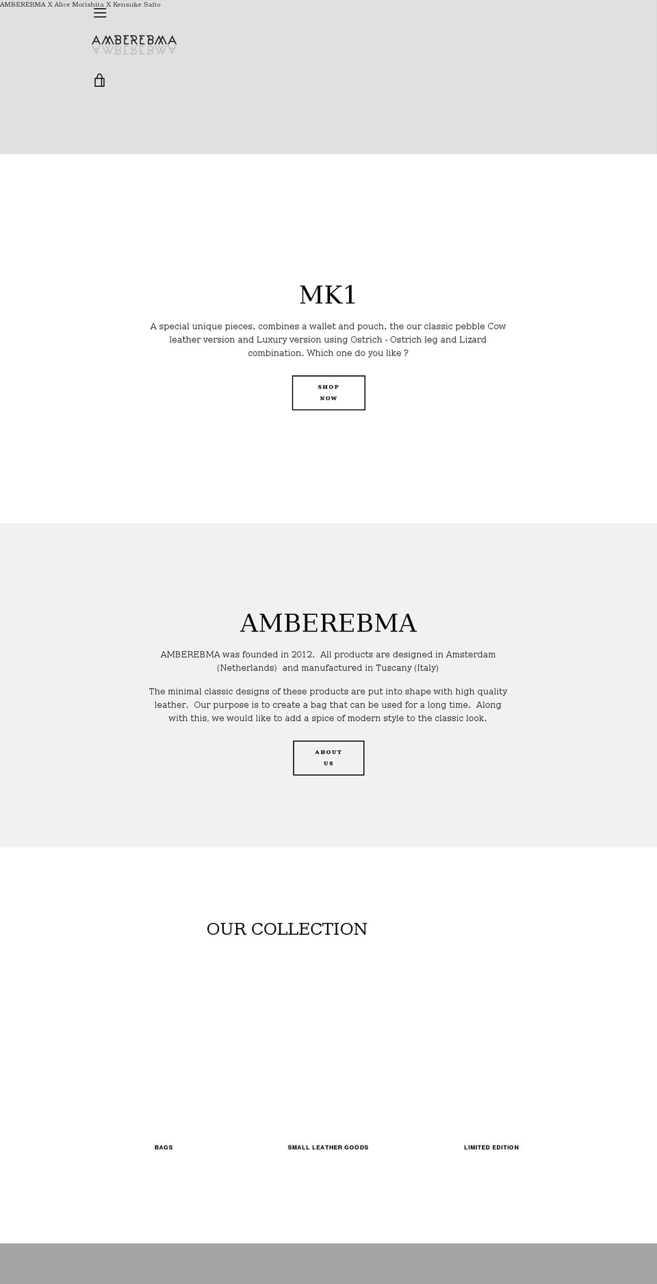 Amber Shopify theme site example amberebma.com