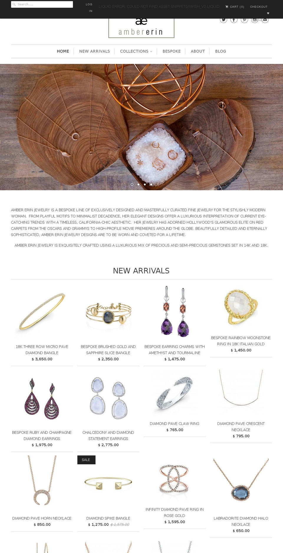 ambererin.com shopify website screenshot