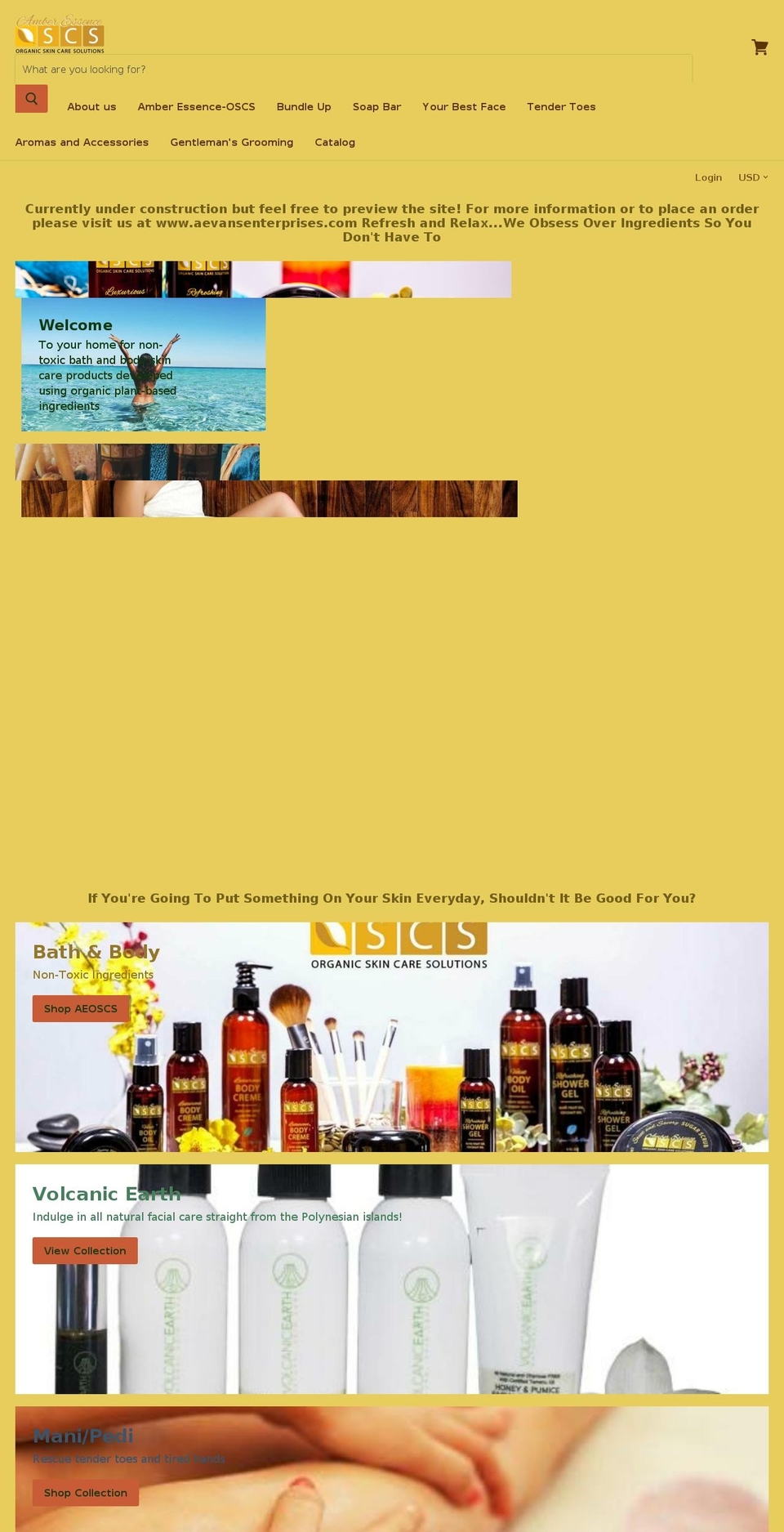 amberessenceoscs.com — Shopify storefront screenshot