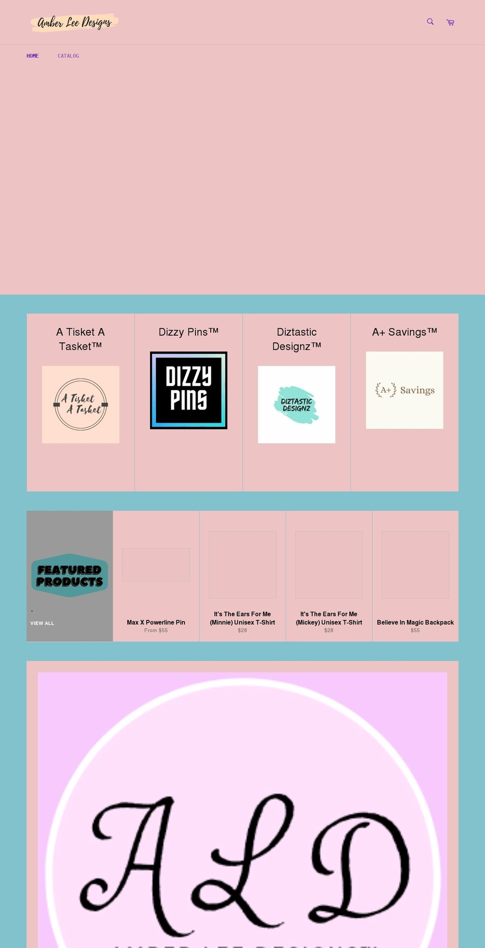 amberleedesigns.com shopify website screenshot