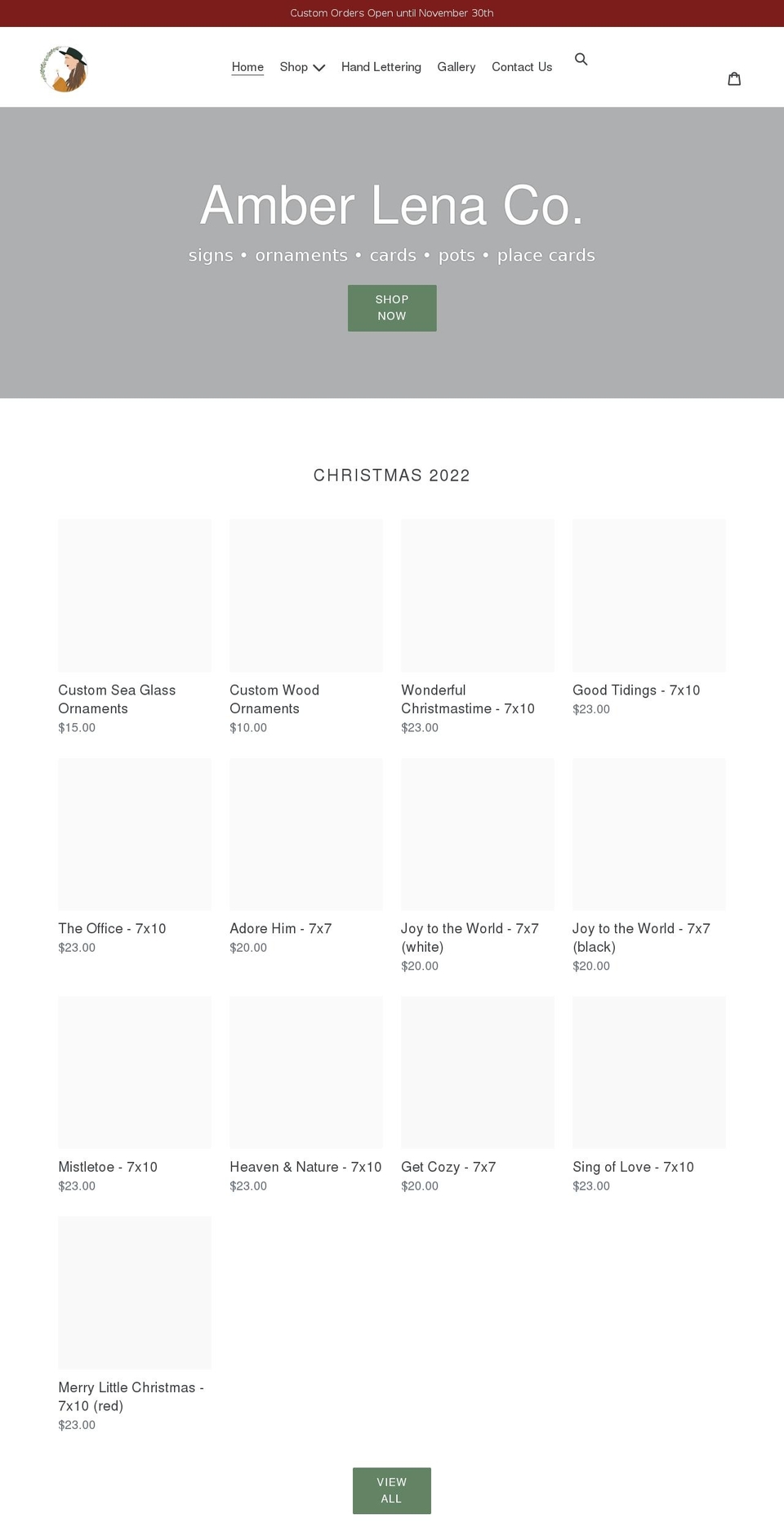 amberlenaco.com shopify website screenshot