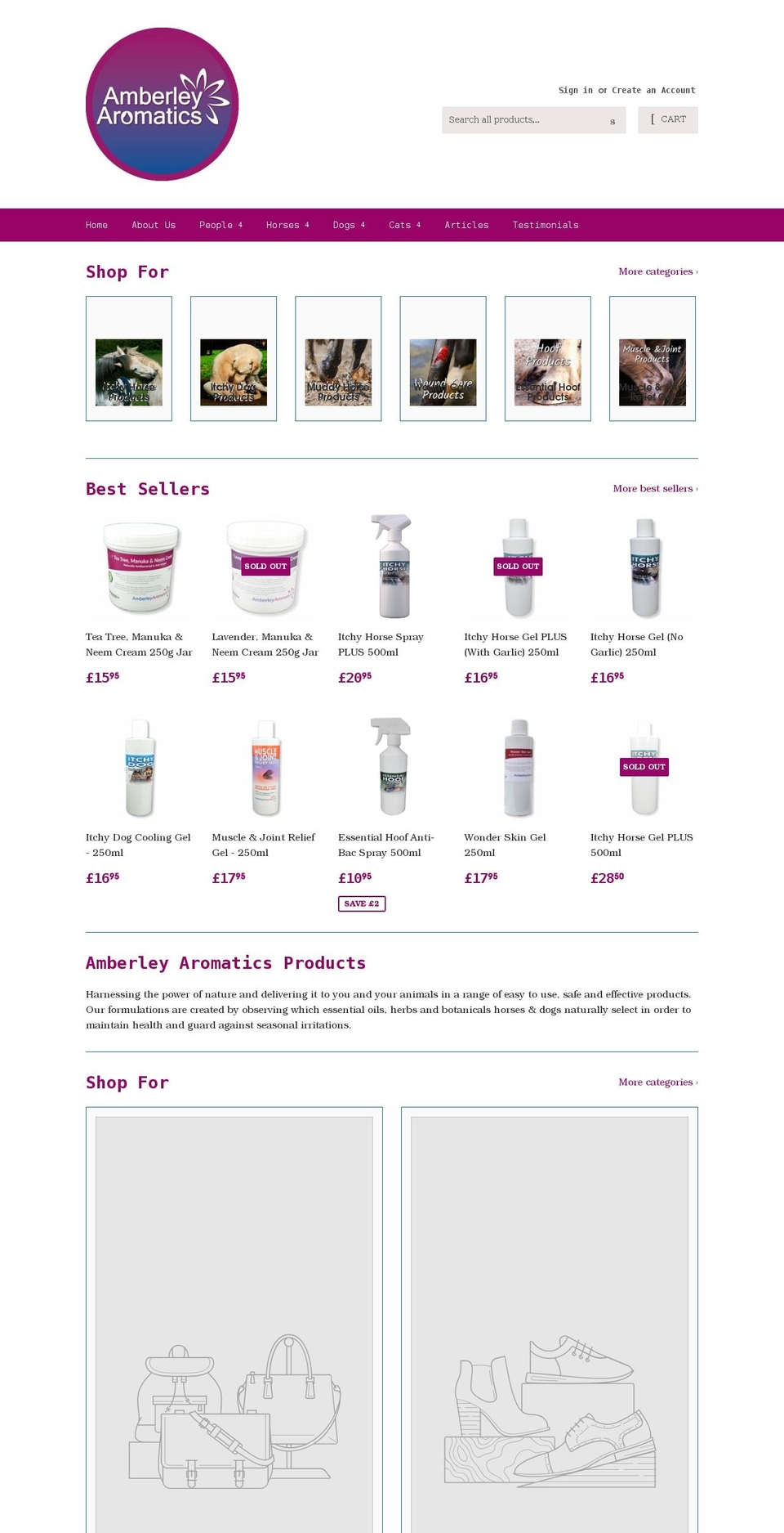 amberleyaromatics.com shopify website screenshot