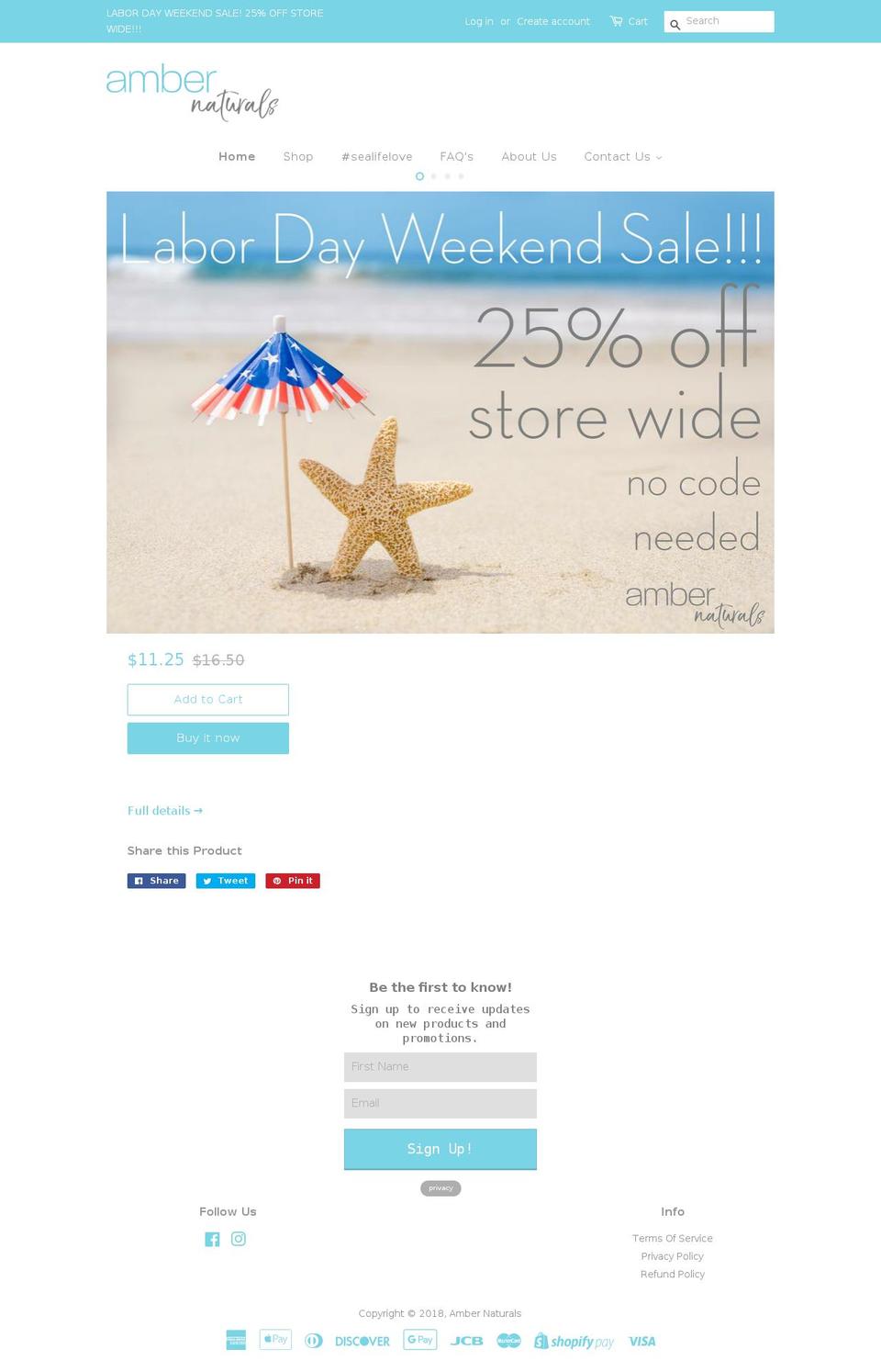 ambernaturals.com — Shopify storefront screenshot