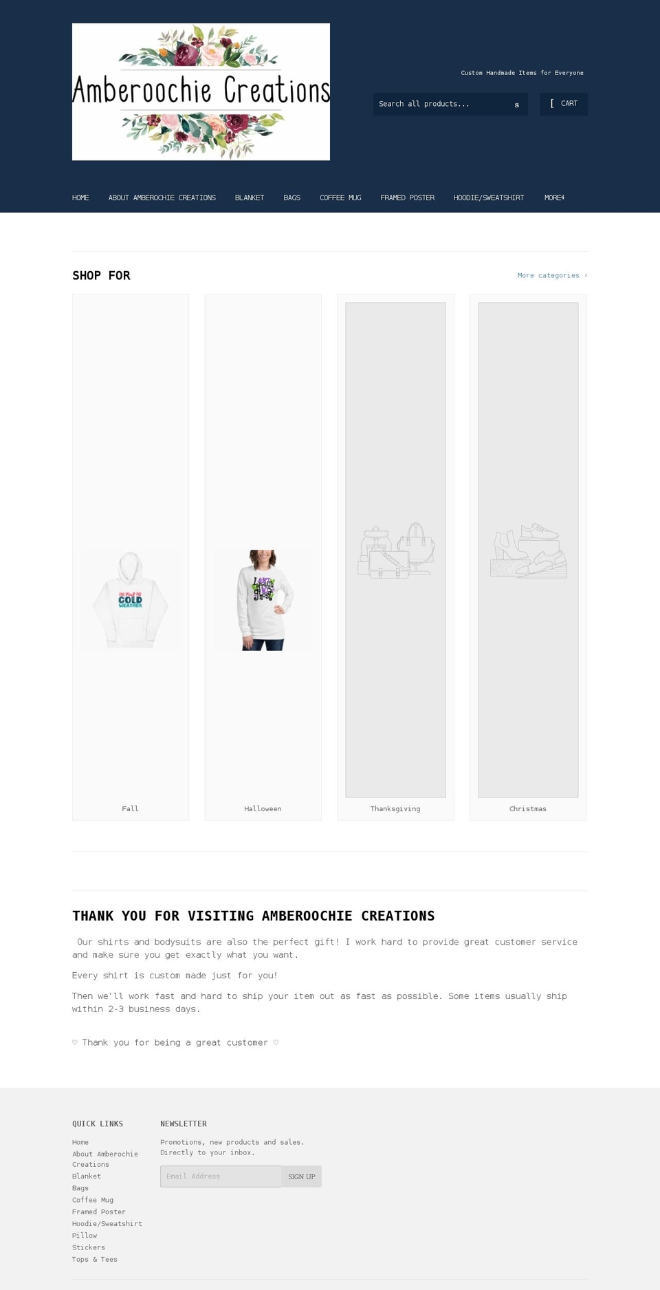 amberscreates.com shopify website screenshot