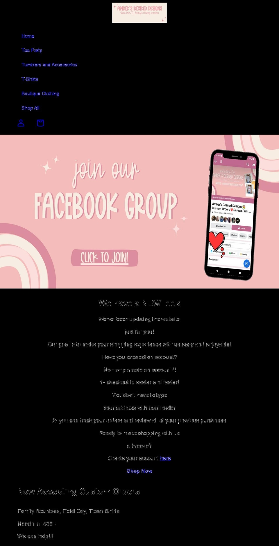 ambersdesireddesigns.com shopify website screenshot