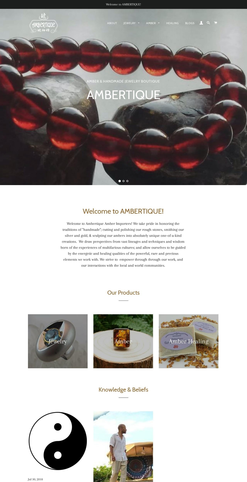 ambertique.com — Shopify storefront screenshot