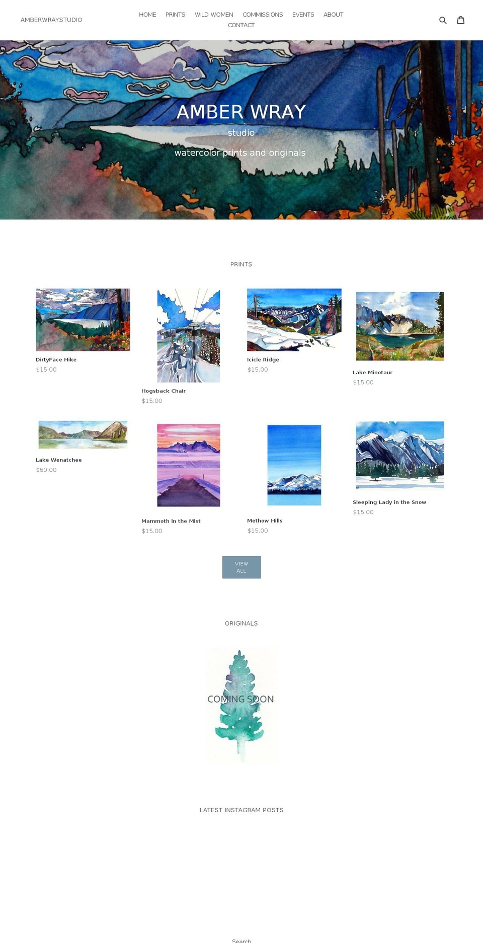 amberwraystudio.com shopify website screenshot