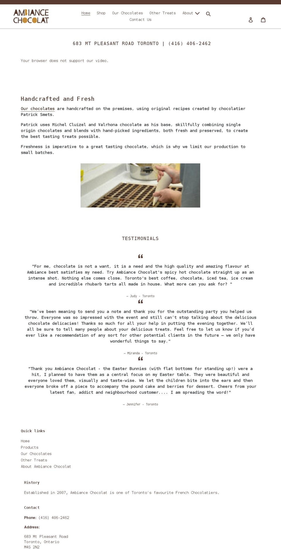 ambiancechocolat.ca shopify website screenshot