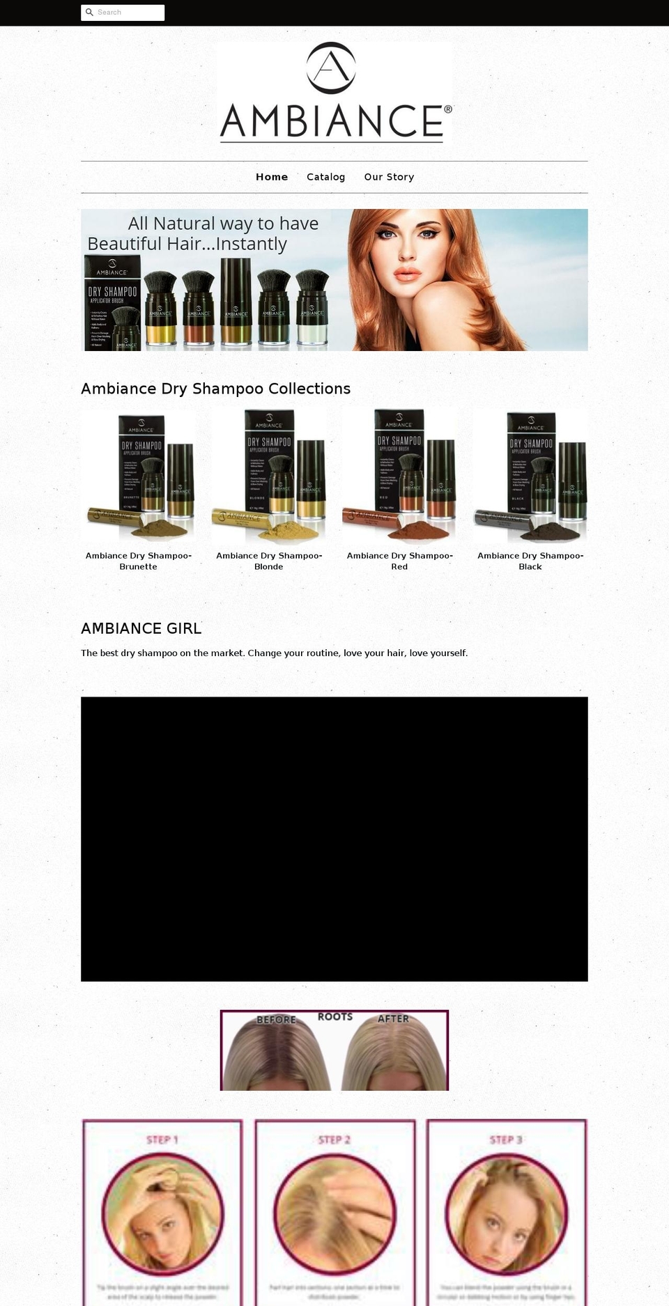 ambiancedryshampoo.com shopify website screenshot