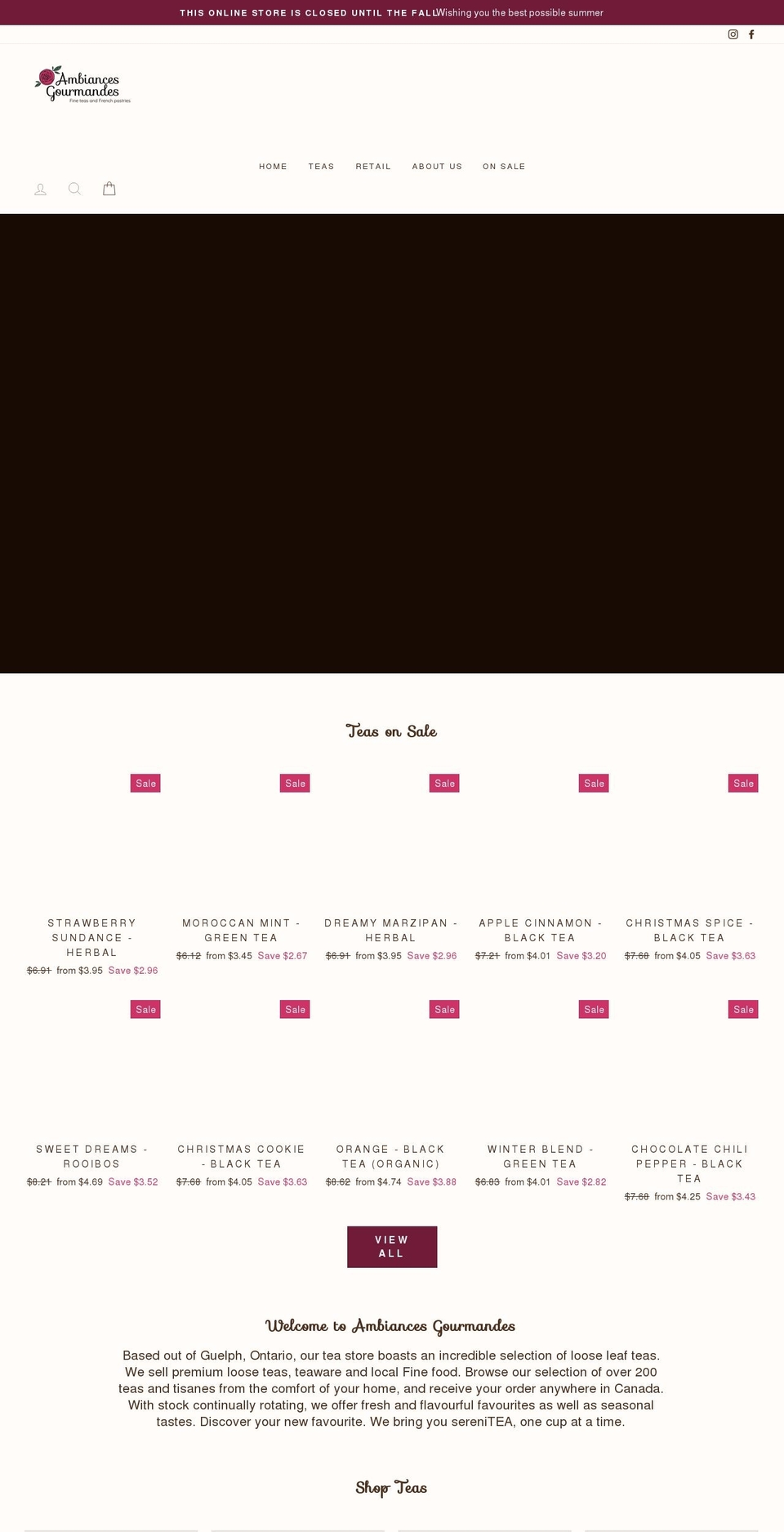 ambiancesgourmandes.com shopify website screenshot