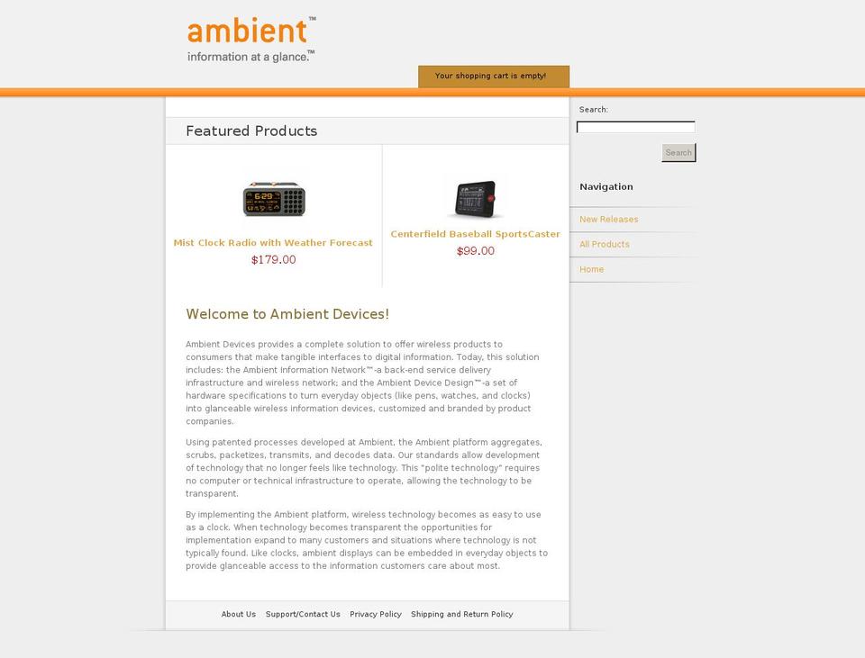 ambientdevices.myshopify.com shopify website screenshot