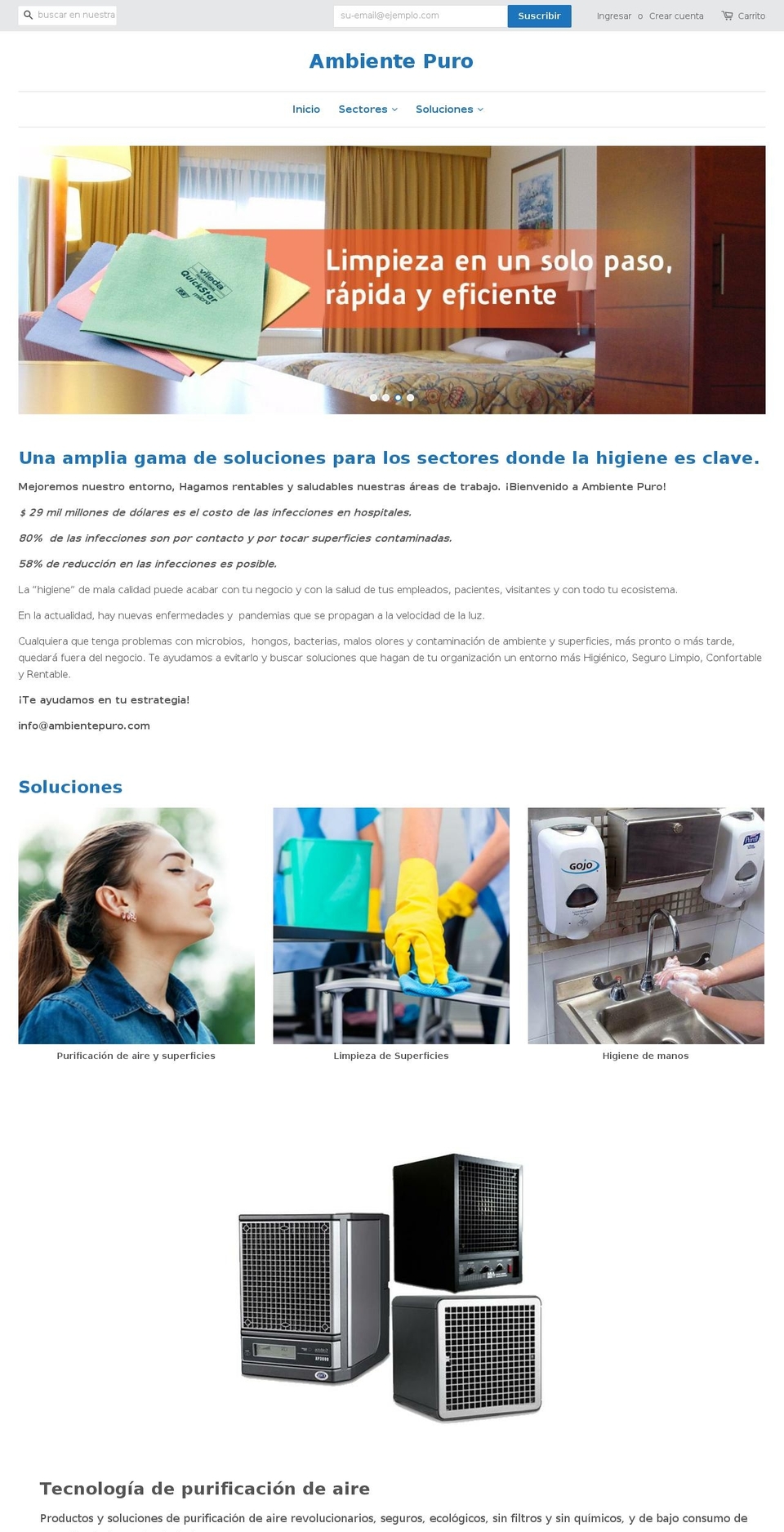 ambientepuro.com — Shopify storefront screenshot