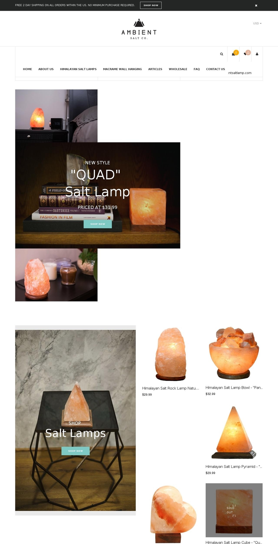 ambientsaltlamp.com shopify website screenshot