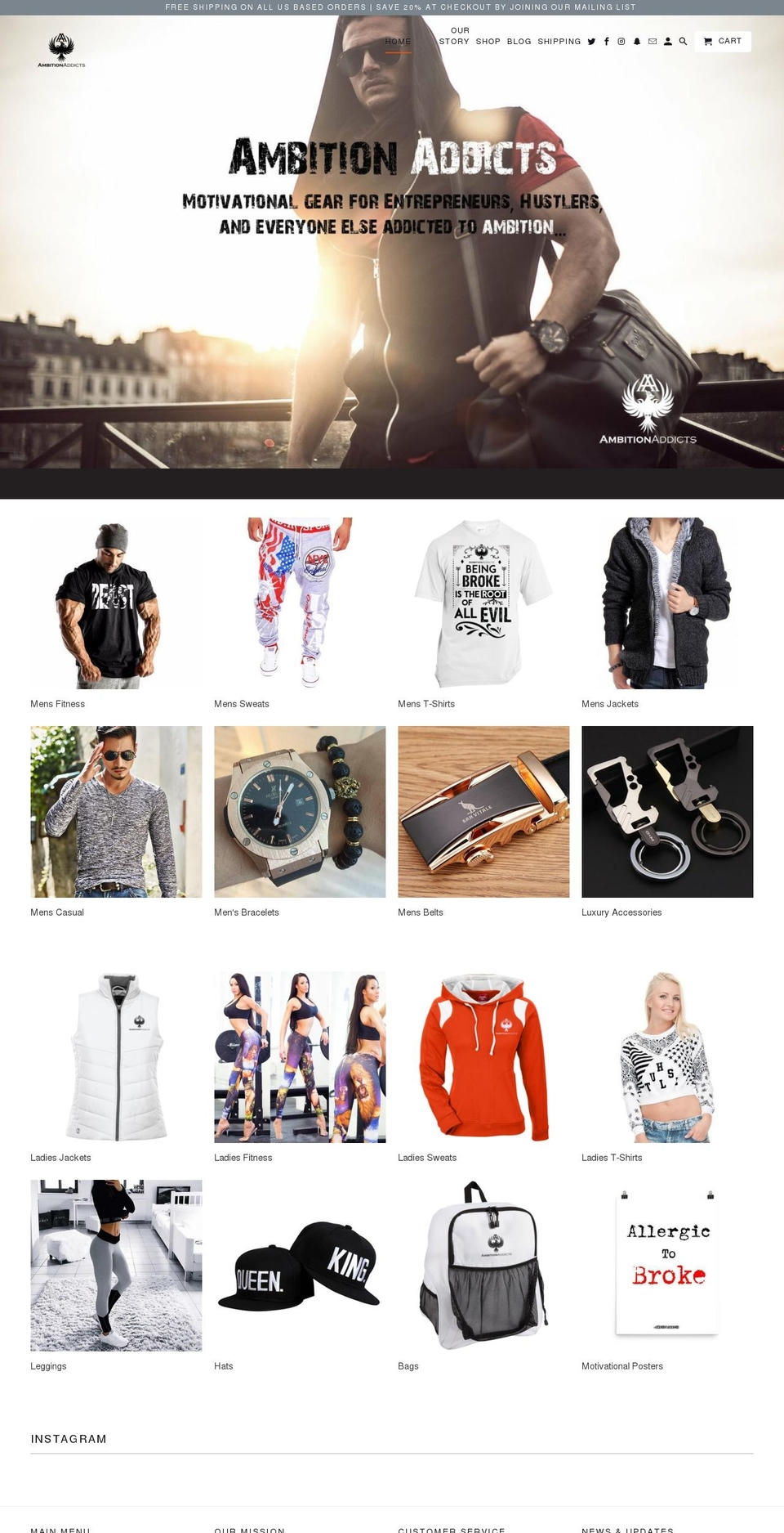 ambitionaddicts.com shopify website screenshot