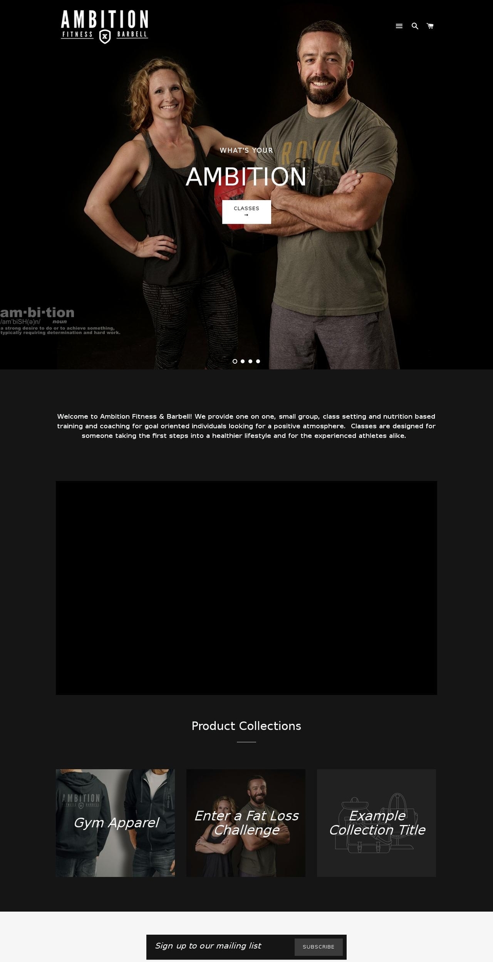 ambitionbarbell.com — Shopify storefront screenshot