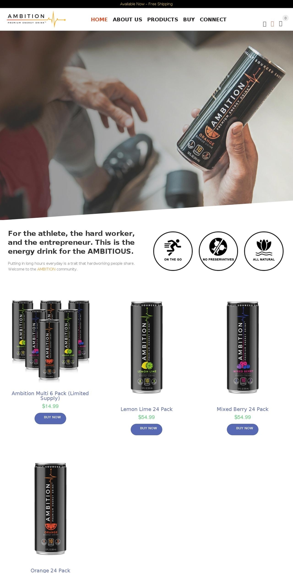 ambitionbev.com — Shopify storefront screenshot