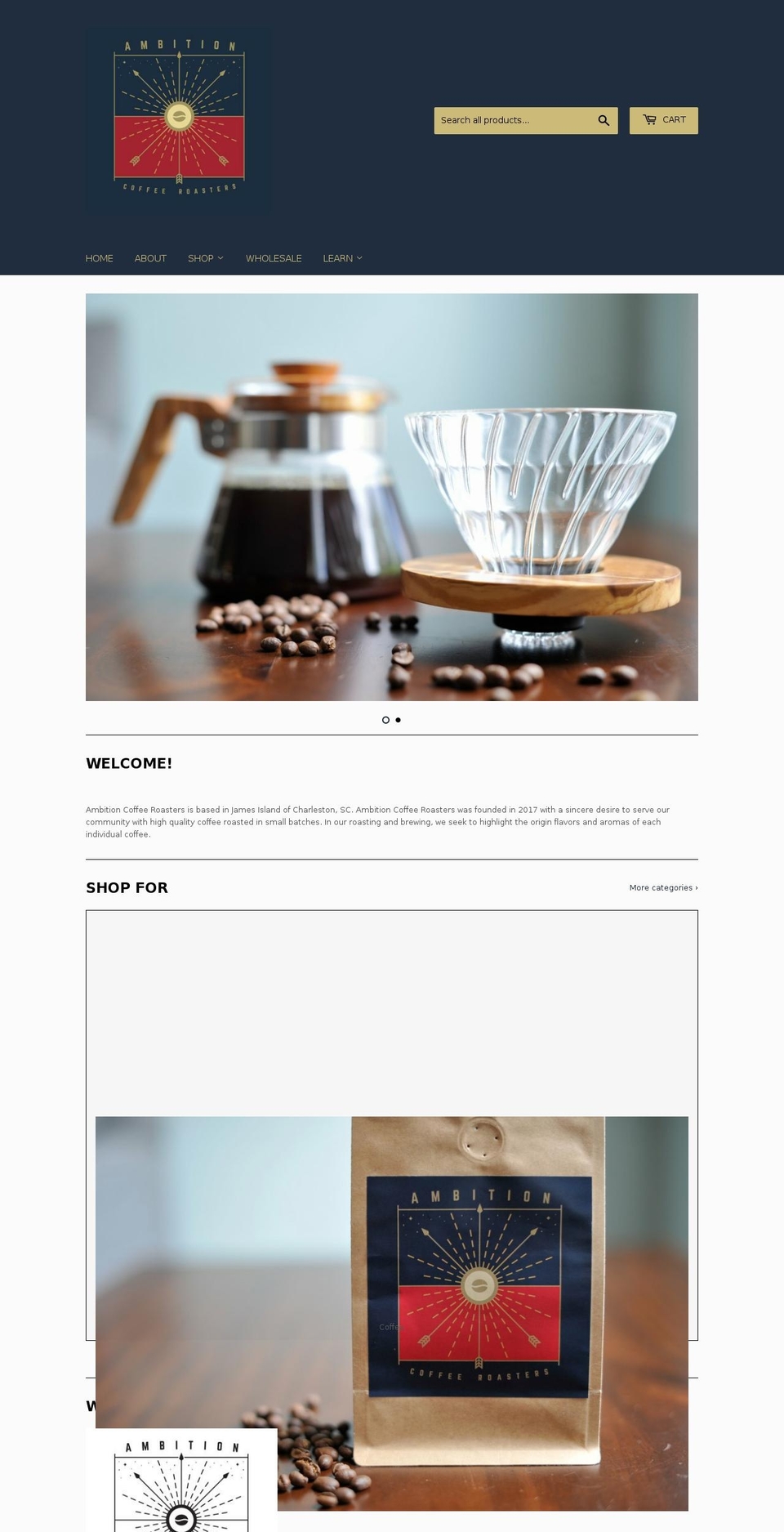 ambitioncoffeeroasters.com — Shopify storefront screenshot
