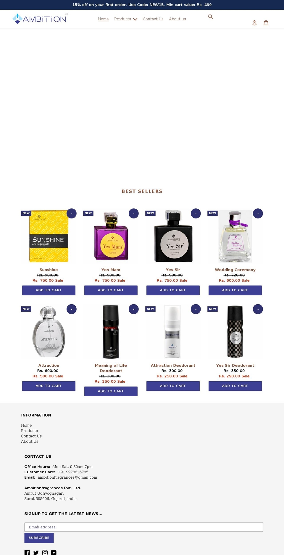 ambitionfragrances.com shopify website screenshot