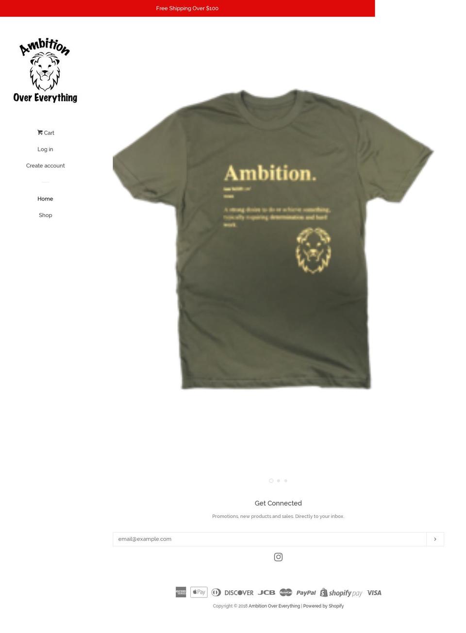 ambitionovereverything.com — Shopify storefront screenshot