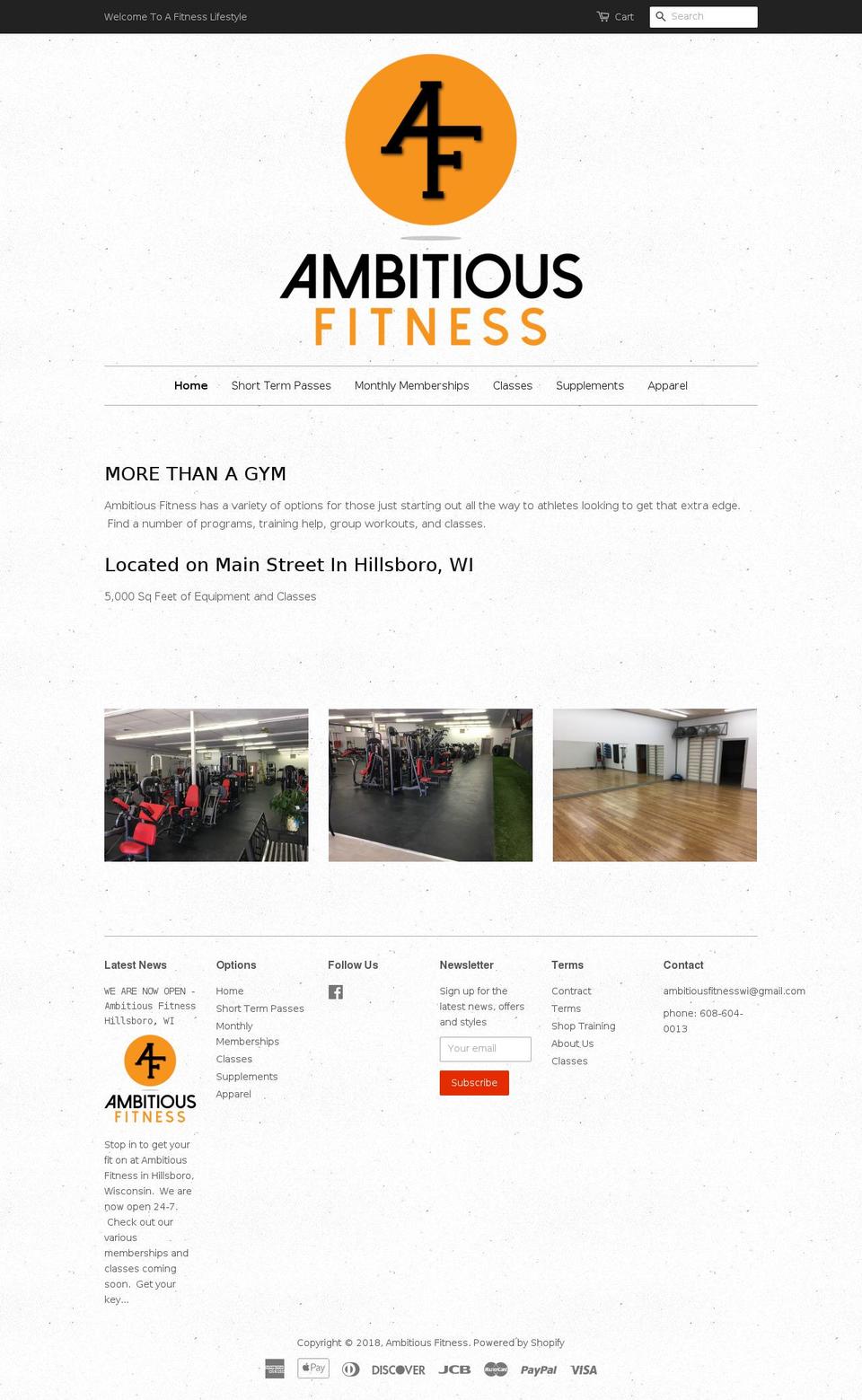 ambitious-fitness.com — Shopify storefront screenshot