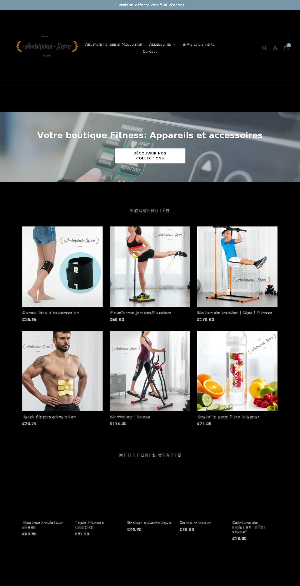 ambitious-store.com — Shopify storefront screenshot