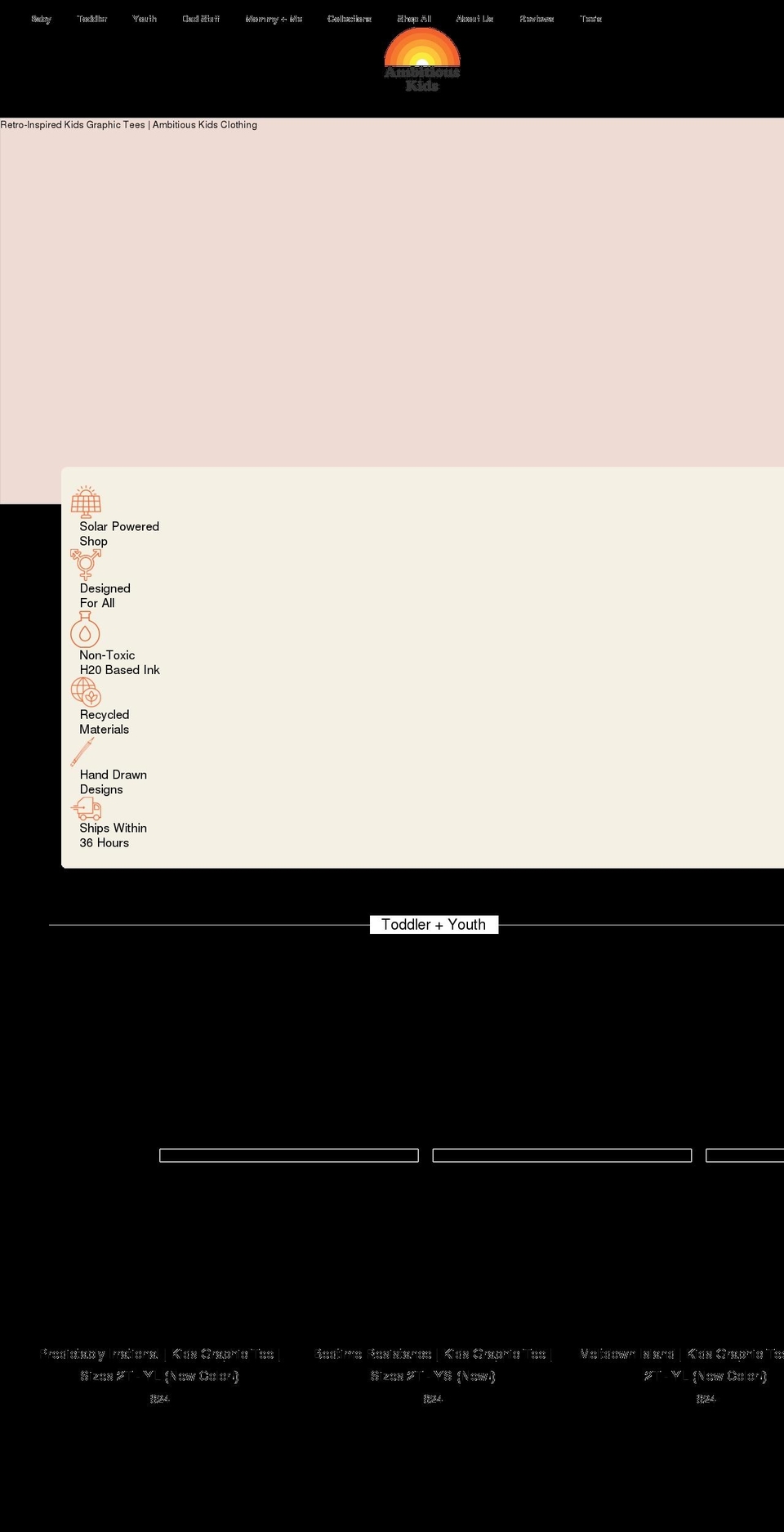 ambitiouskids.com shopify website screenshot